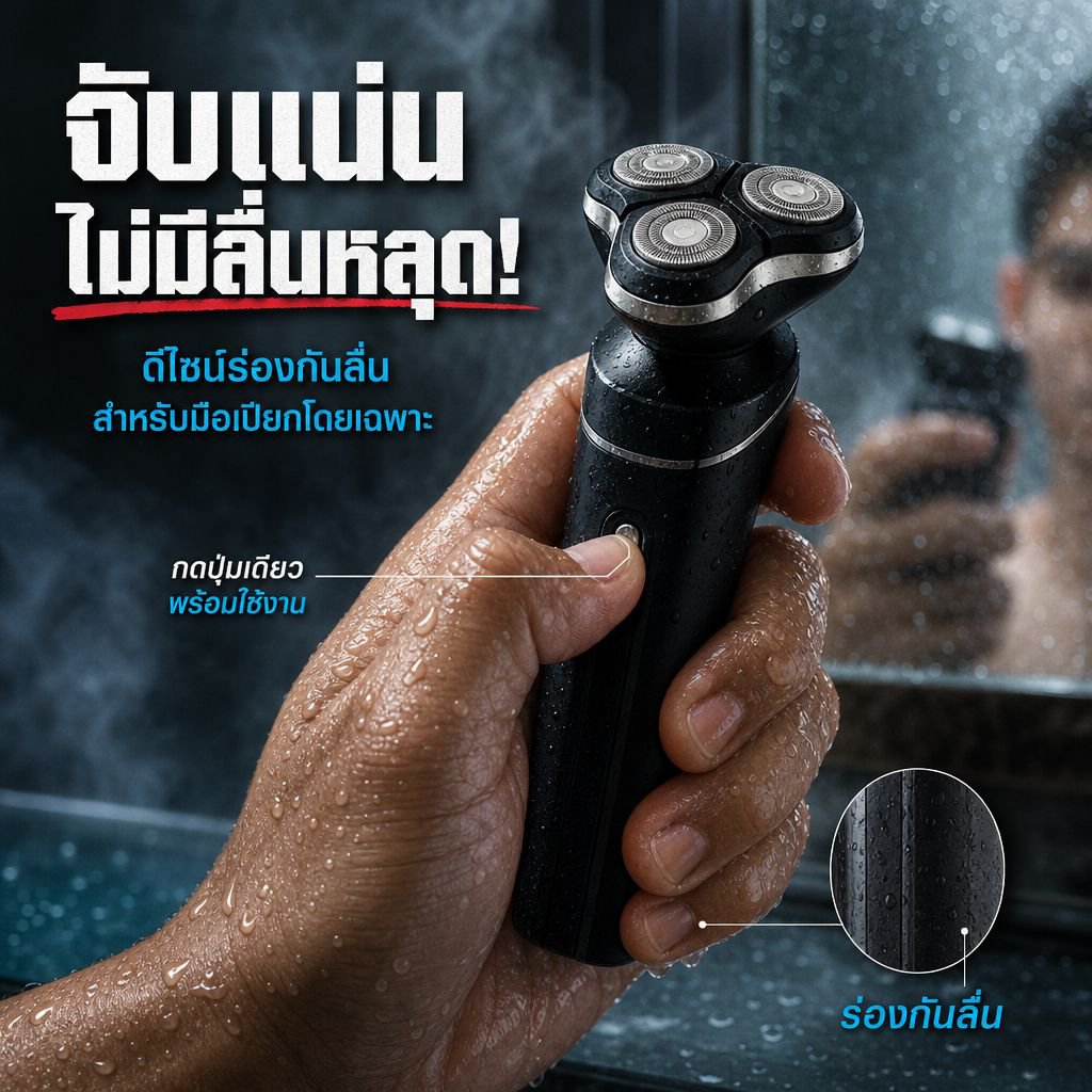 เครื่องโกนหนวดไฟฟ้าแม่เหล็ก 3-in-1 ล้างน้ำได้ทั้งตัว