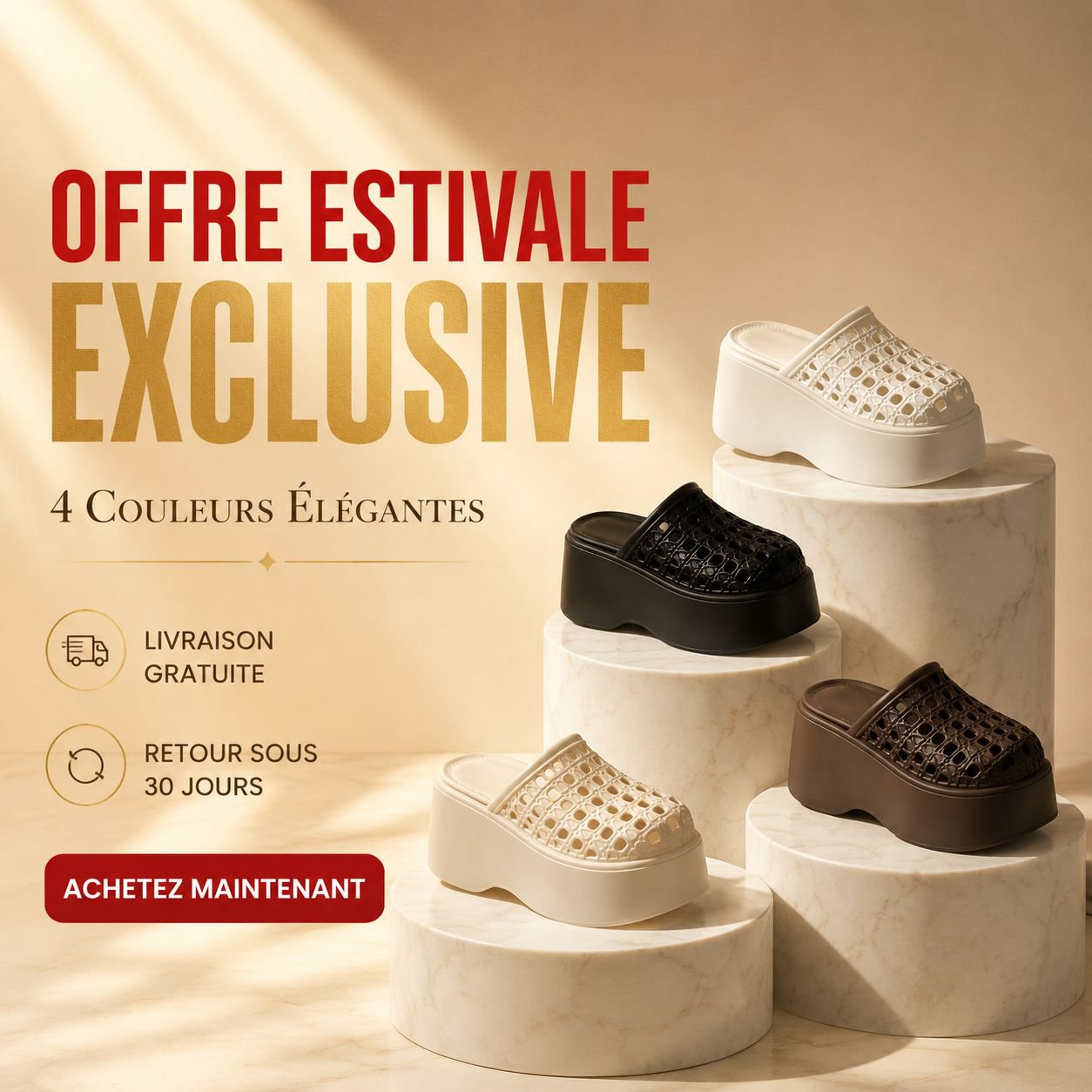 Sandales plateforme femme 7cm, design tissé en maille, EVA légère, respirantes et confortables