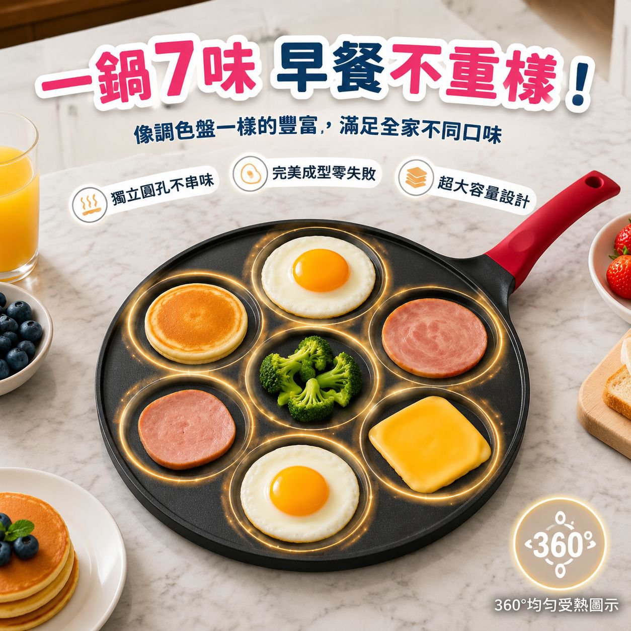 多功能七孔不沾煎蛋鍋