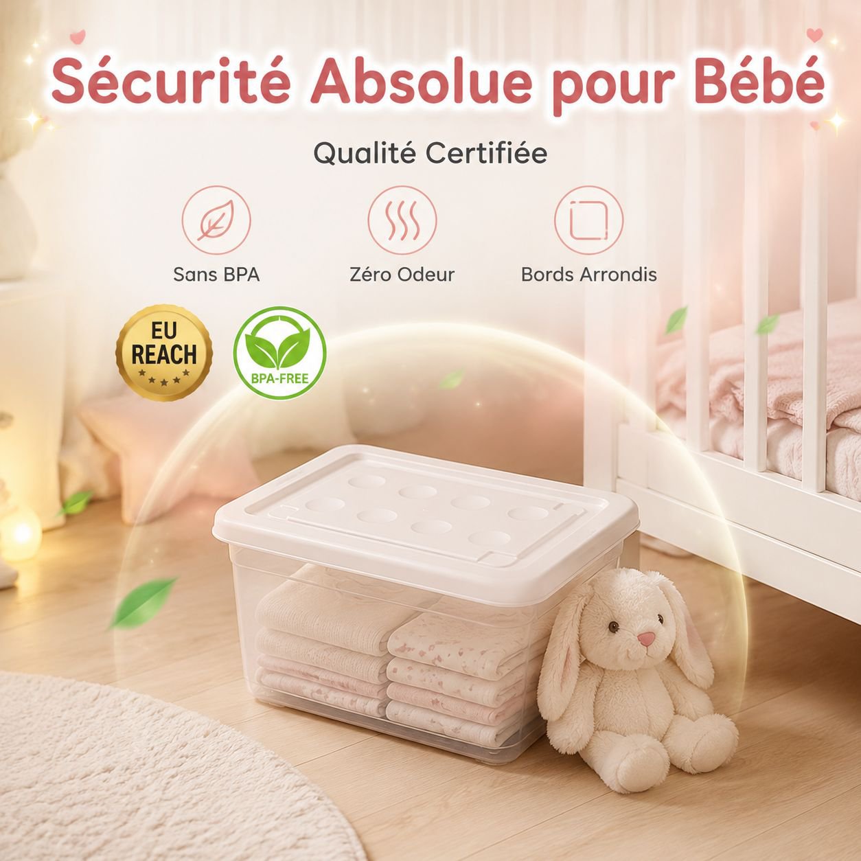 Boîte de rangement en plastique transparent