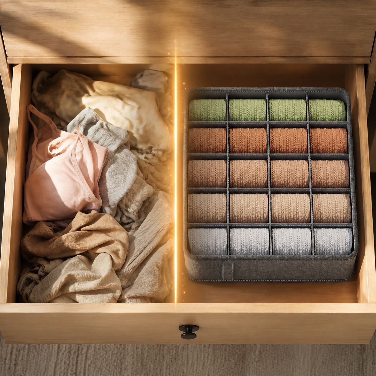 Multifunctional Compartmentalized Storage Box on white background