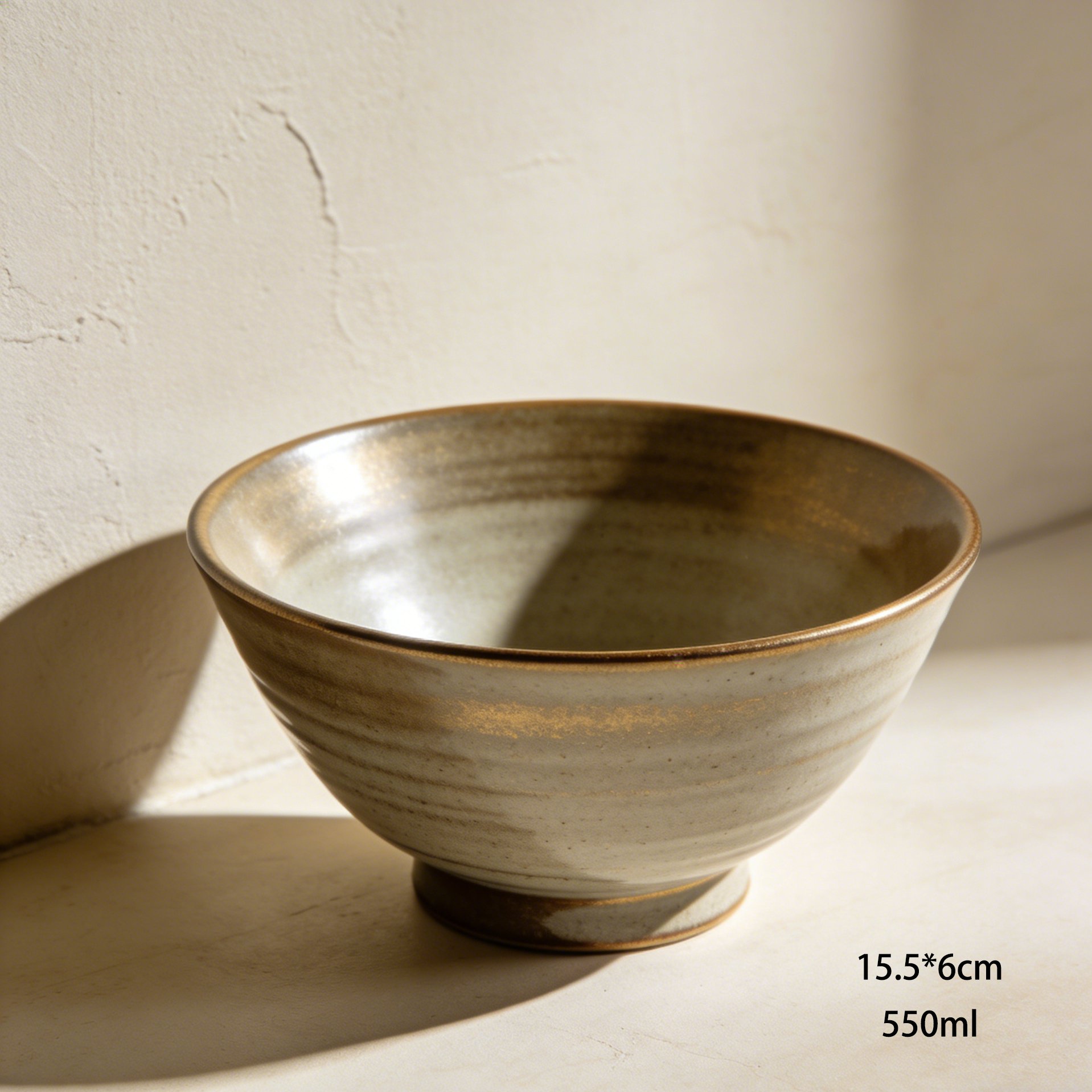 Close-up of kiln-changed glaze on ceramic bowl