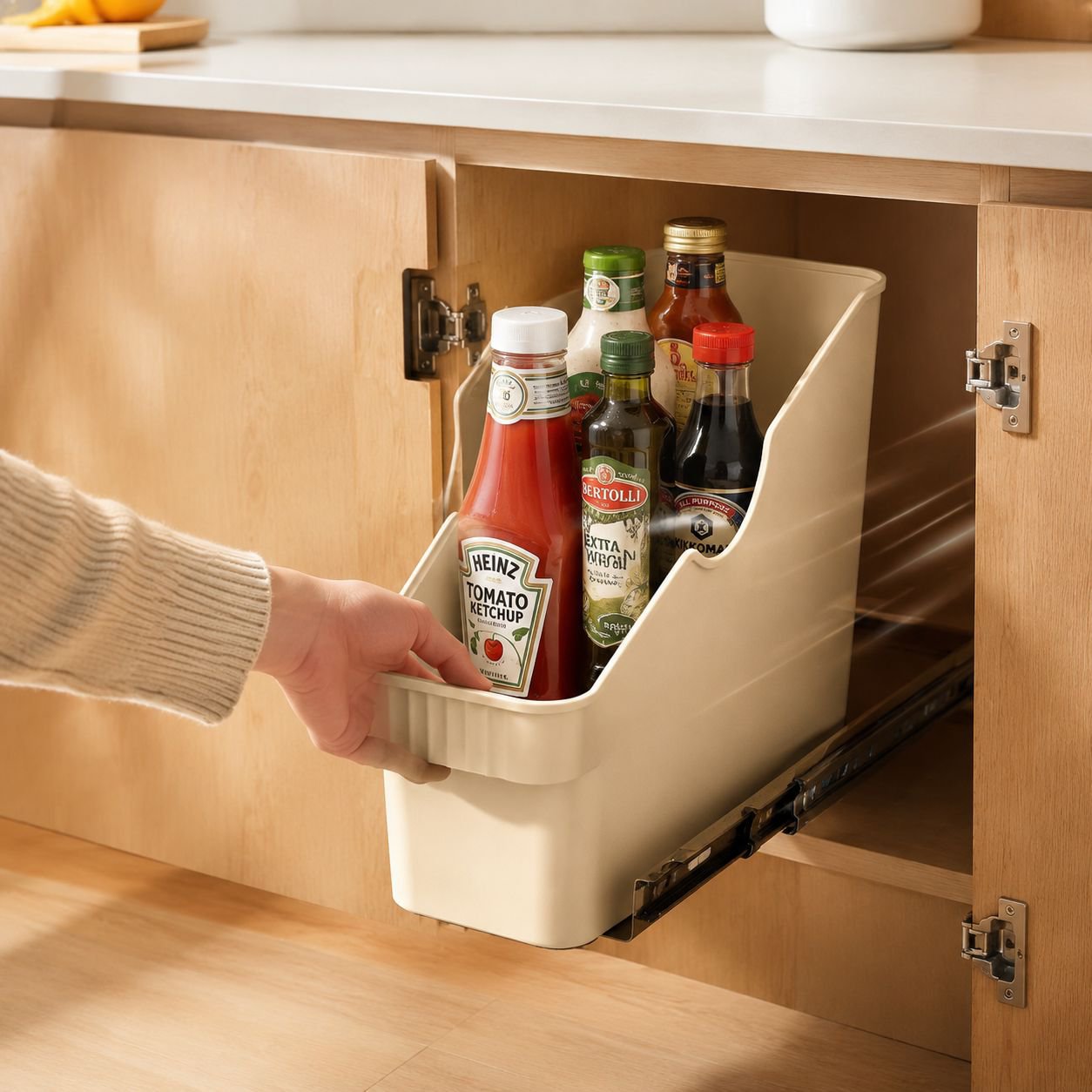 Plastic Kitchen Organizer for Bottles and Knives