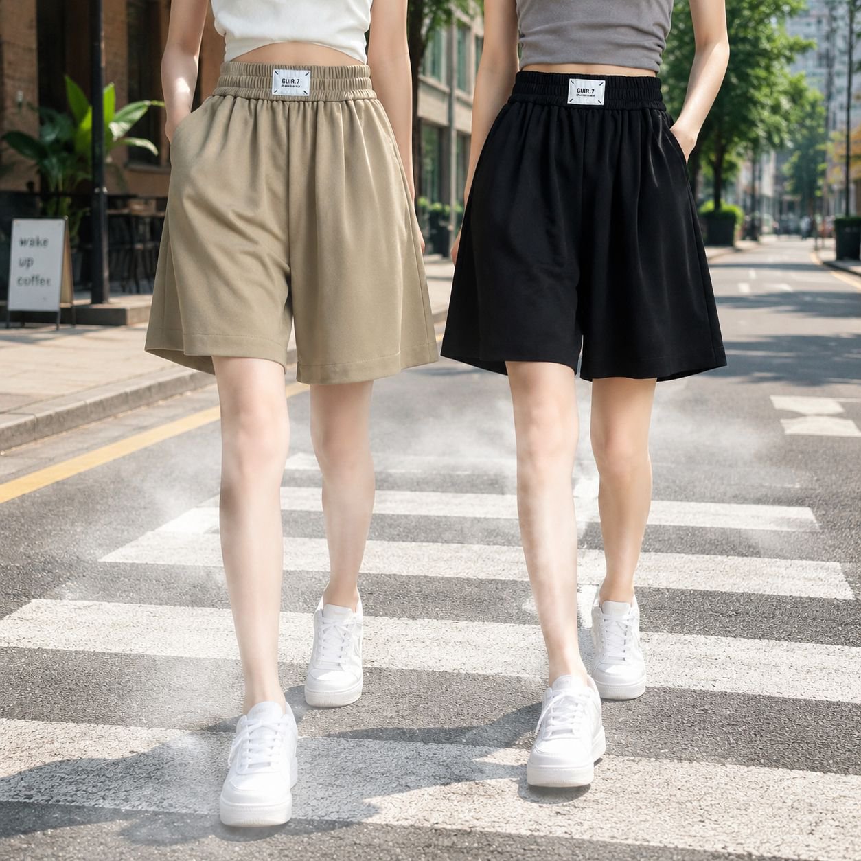 빅사이즈 여성 여름 슬림핏 아이스 5부 트레이닝 반바지
