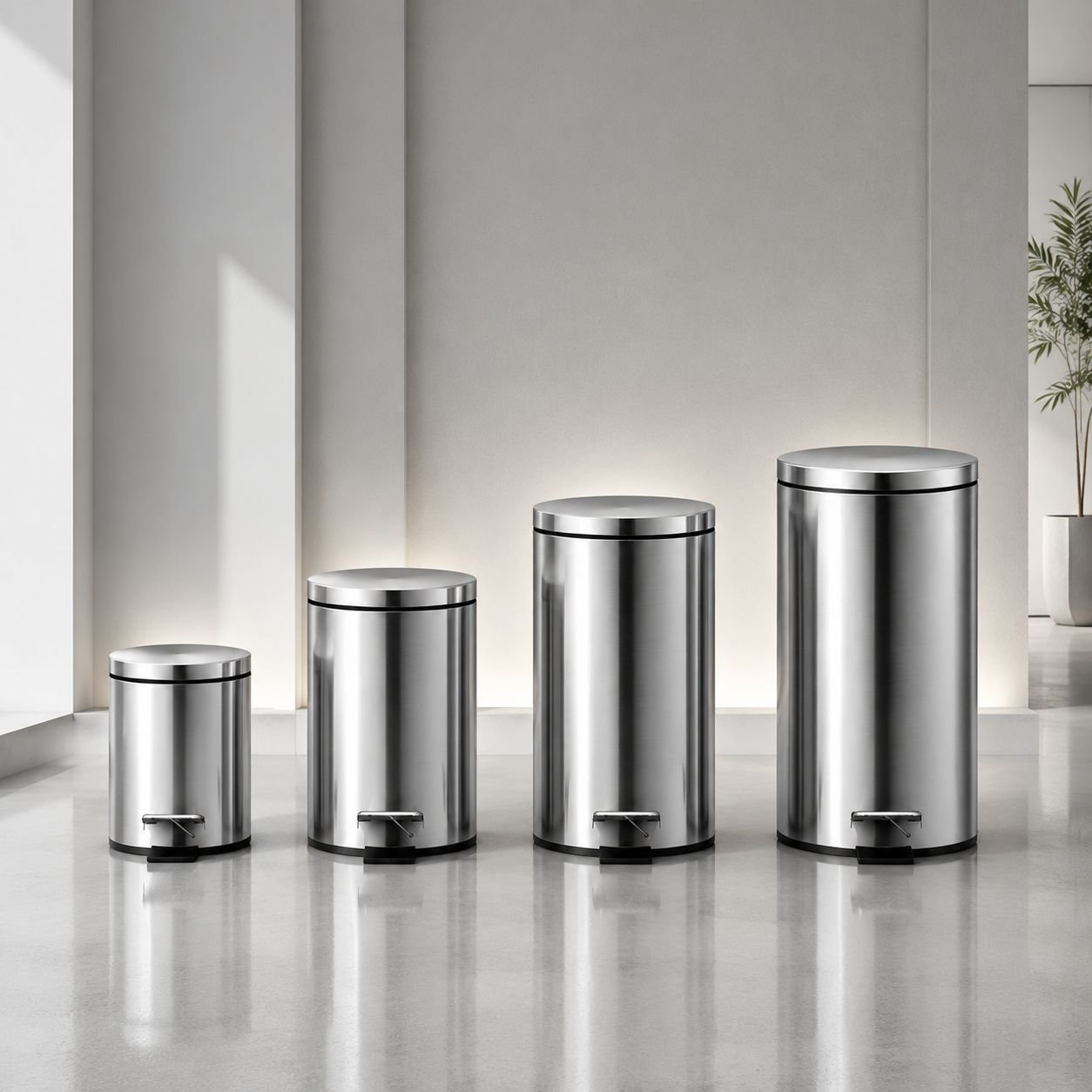 Slow-Close Lid Pedal Trash Can for Kitchen and Bathroom