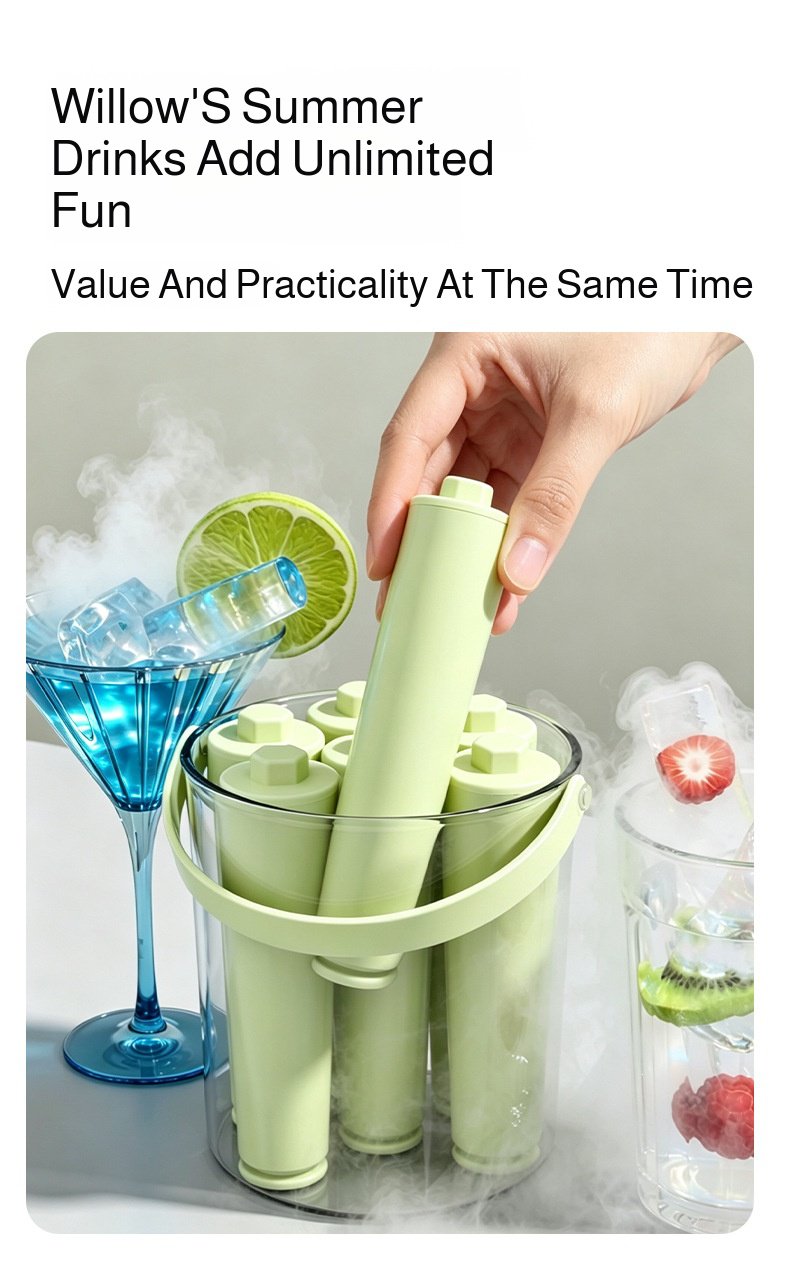 Easy-release long ice cube mold for cocktails
