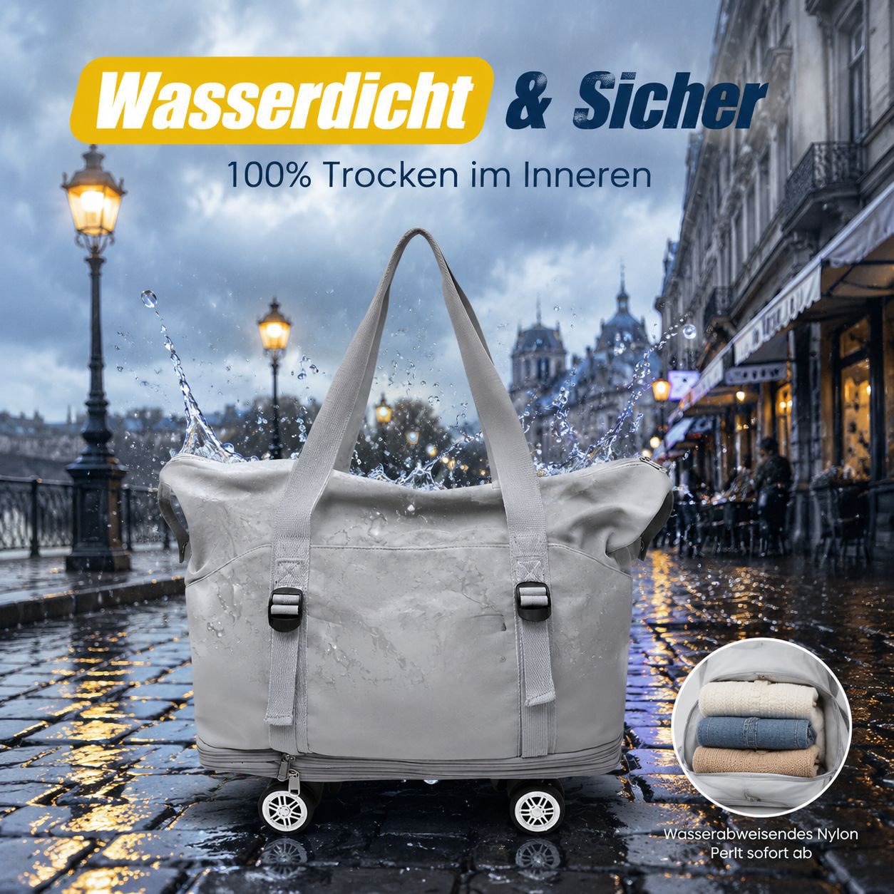 Mehrlagige erweiterbare Reisetasche mit 360°-Rollen