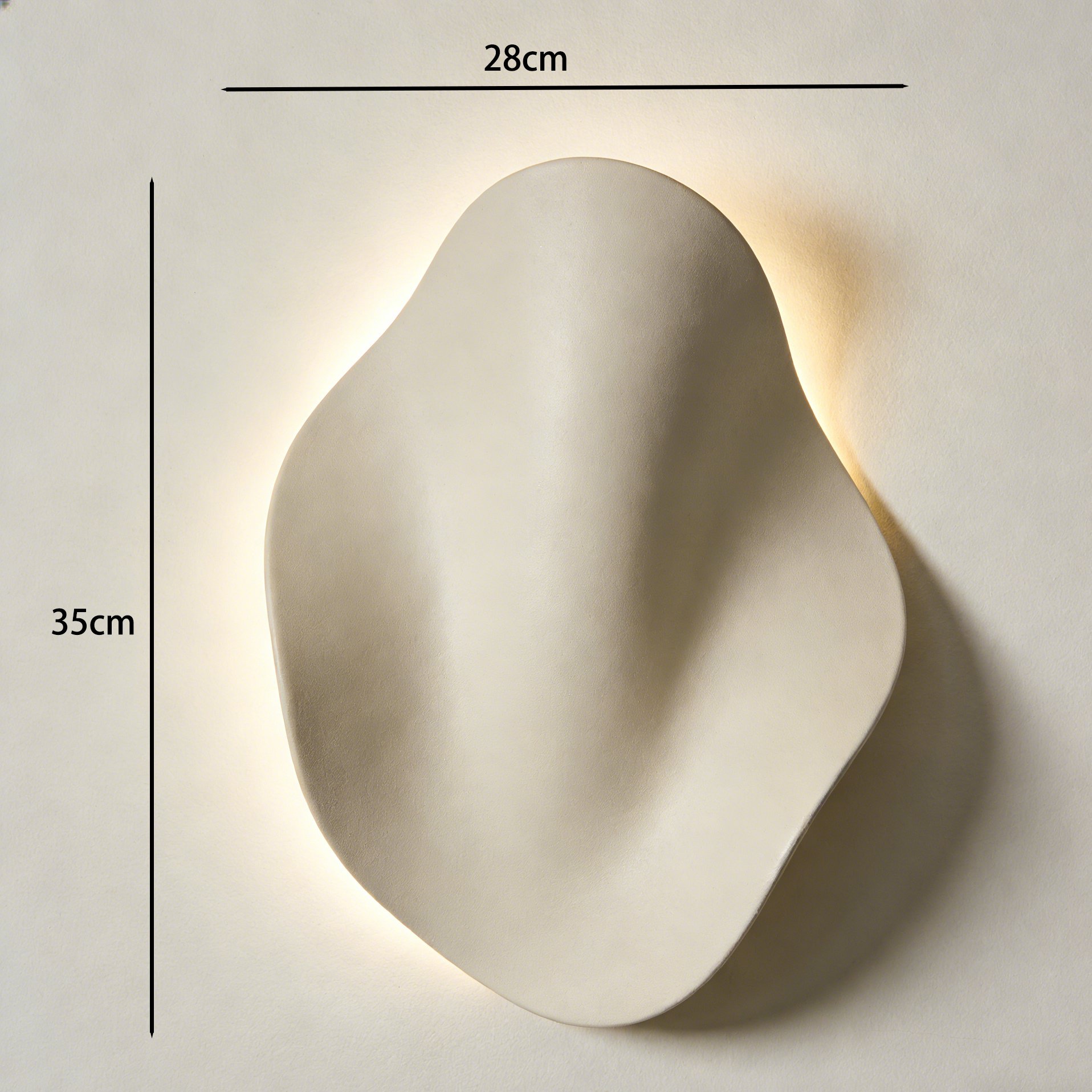 Irregular curved surface lamp illuminating hallway