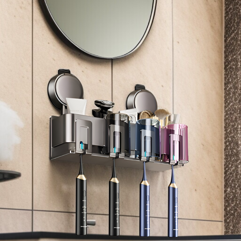 吸盤式バスルーム歯ブラシ収納ラック