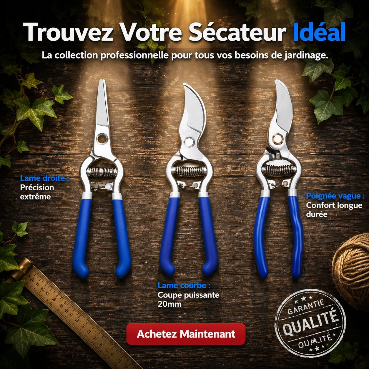 Sécateur de jardin, adapté à la taille des arbres fruitiers et des fleurs