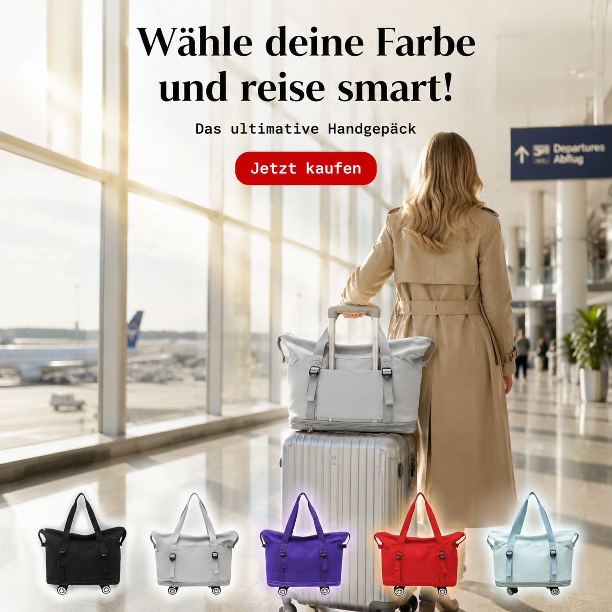 Mehrlagige erweiterbare Reisetasche mit 360°-Rollen