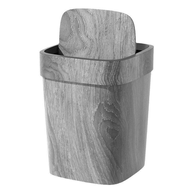 Retro Style Minimalist Wooden Texture Trash Can
