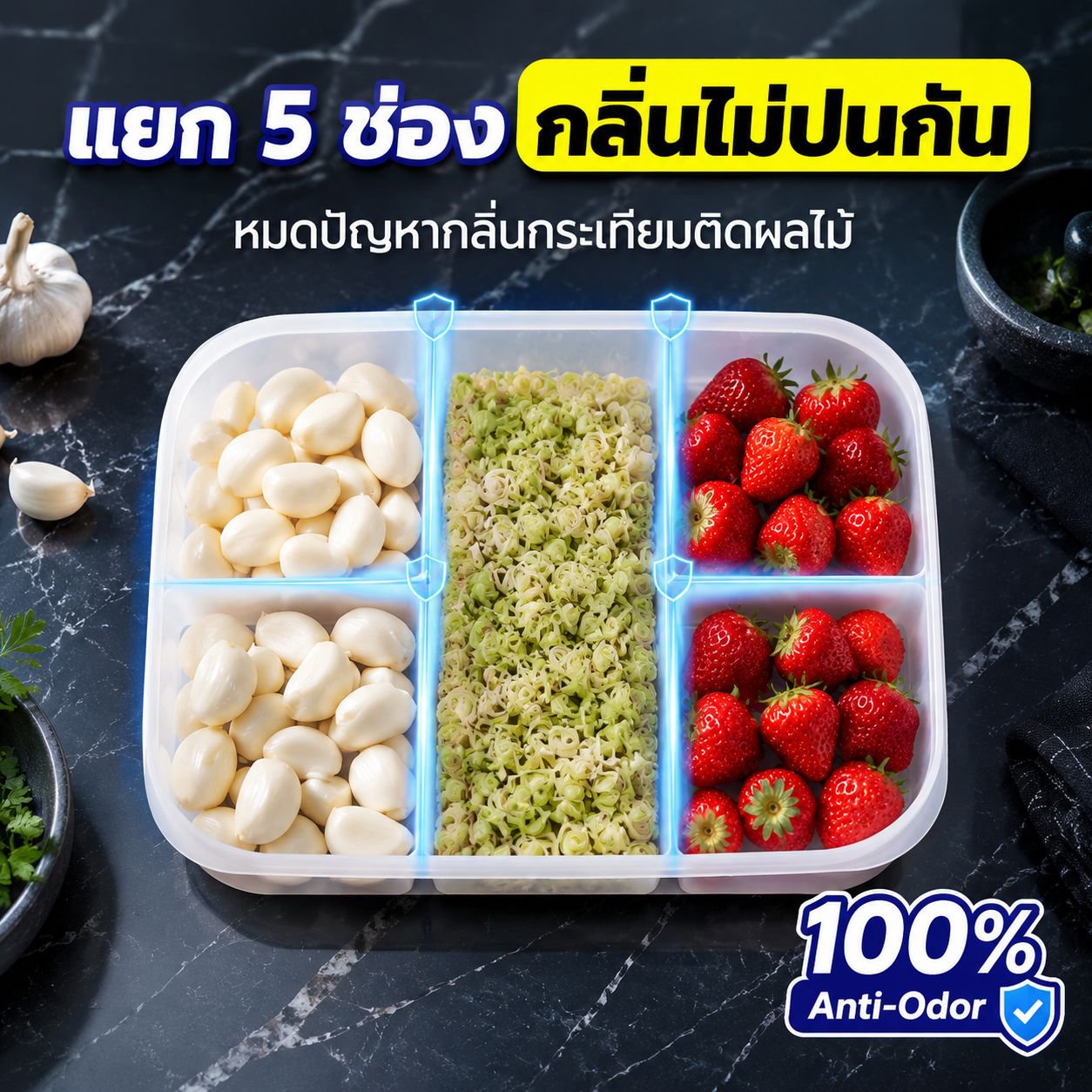 กล่องแบ่งประเภทเก็บวัตถุดิบและอาหารสดในตู้เย็น