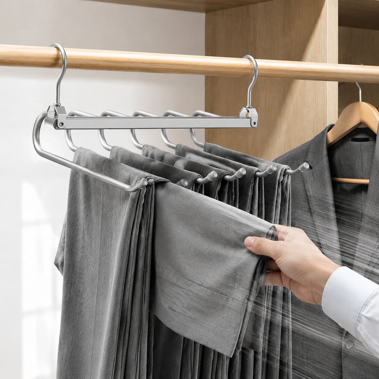 Space Aluminum Multifunctional Magic Pants Rack