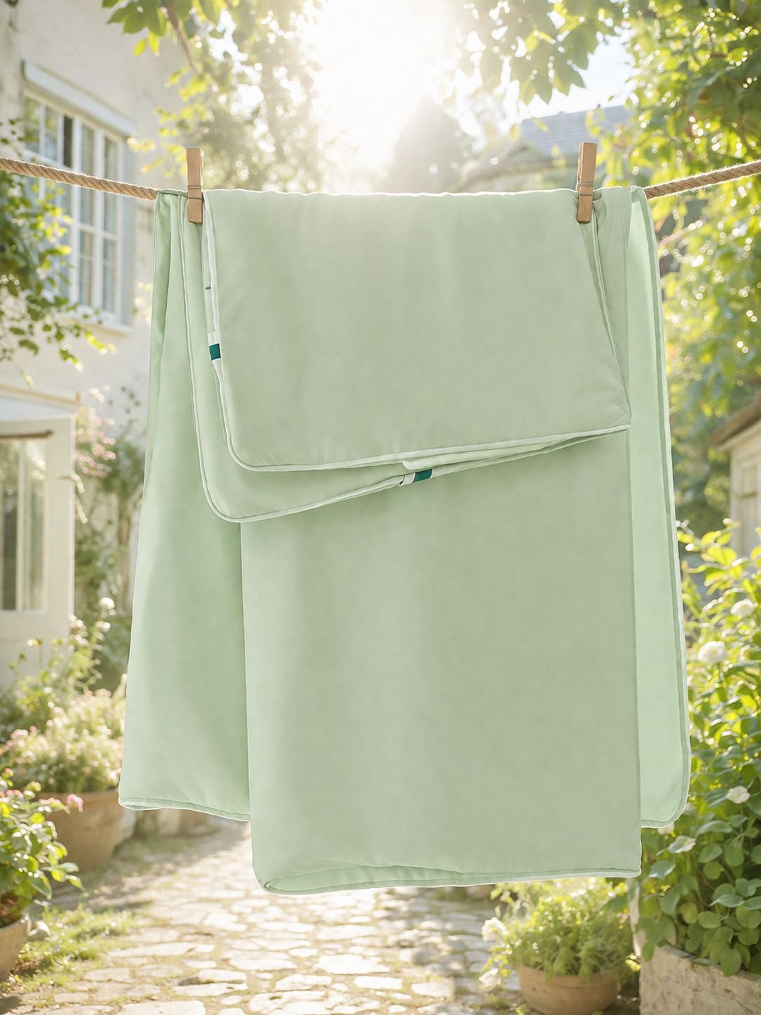 Soft and cool summer quilt in pastel colors
