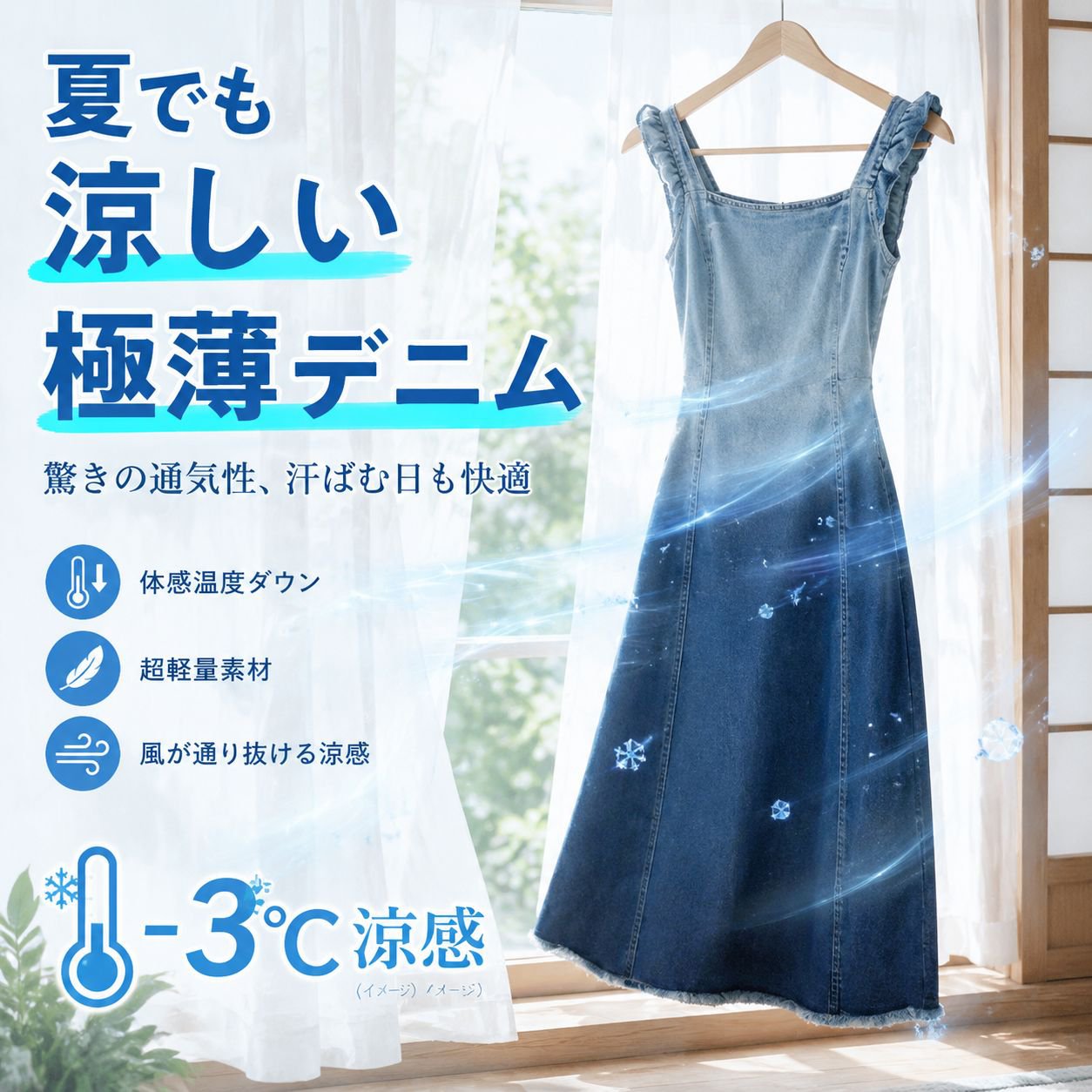 女性用ウエストシェイプグラデーションデニムジャンパースカート
