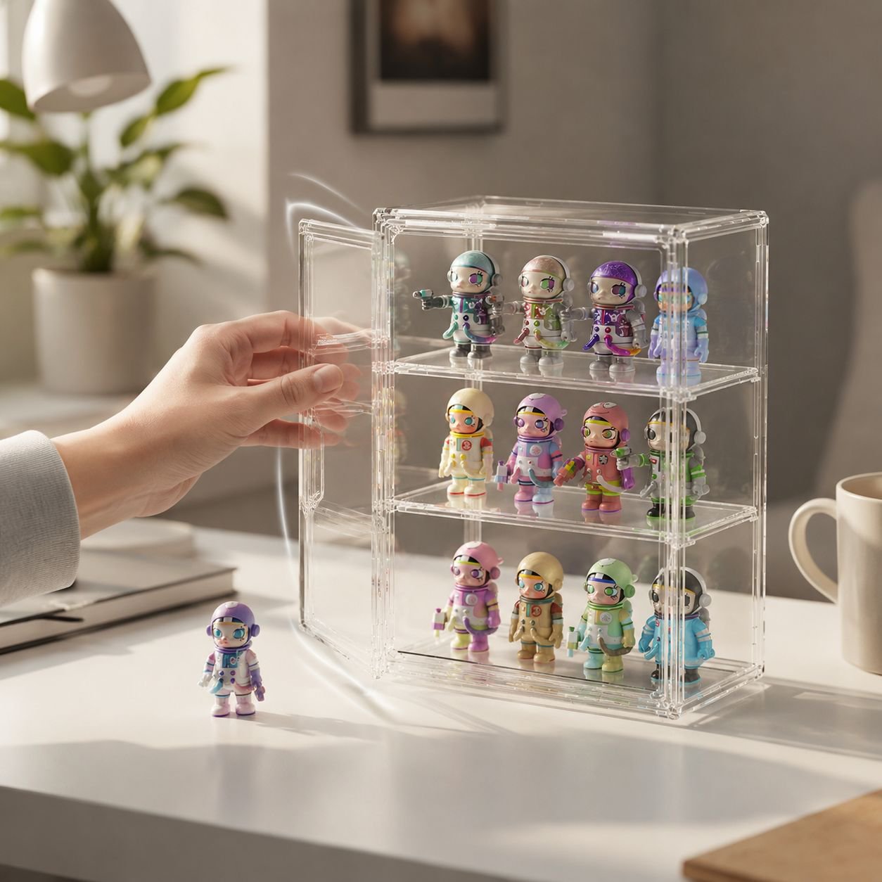 Acrylic Figure Display Collection Box with 2 Middle Plates