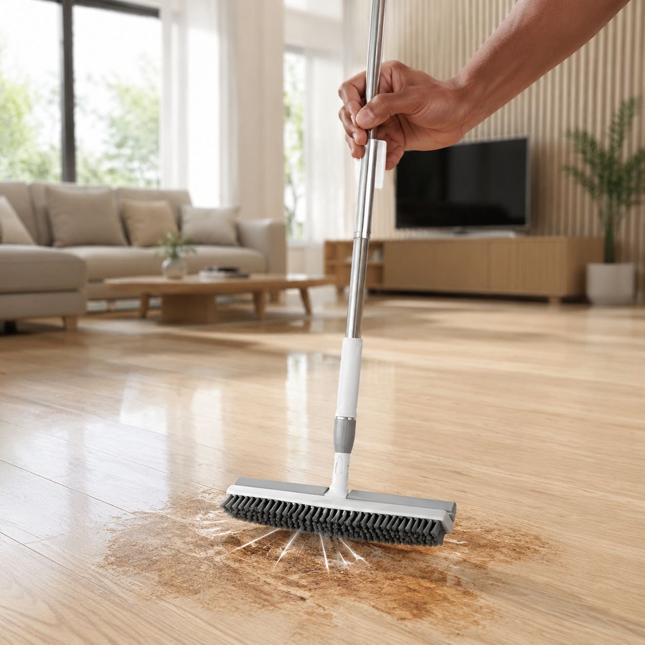 Ergonomic brush for deep cleaning