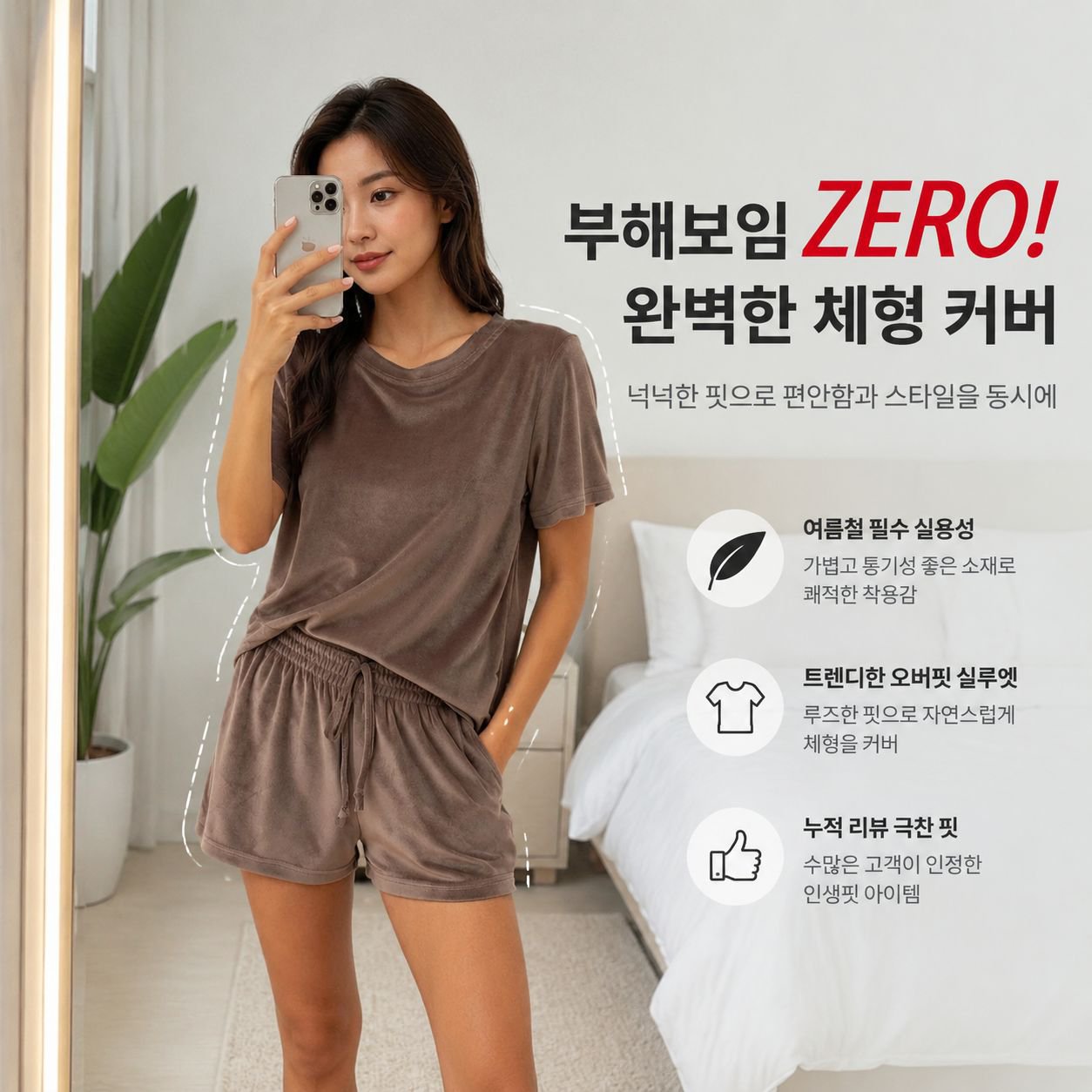 캐주얼 단색 반팔 라운드넥 여성 세트