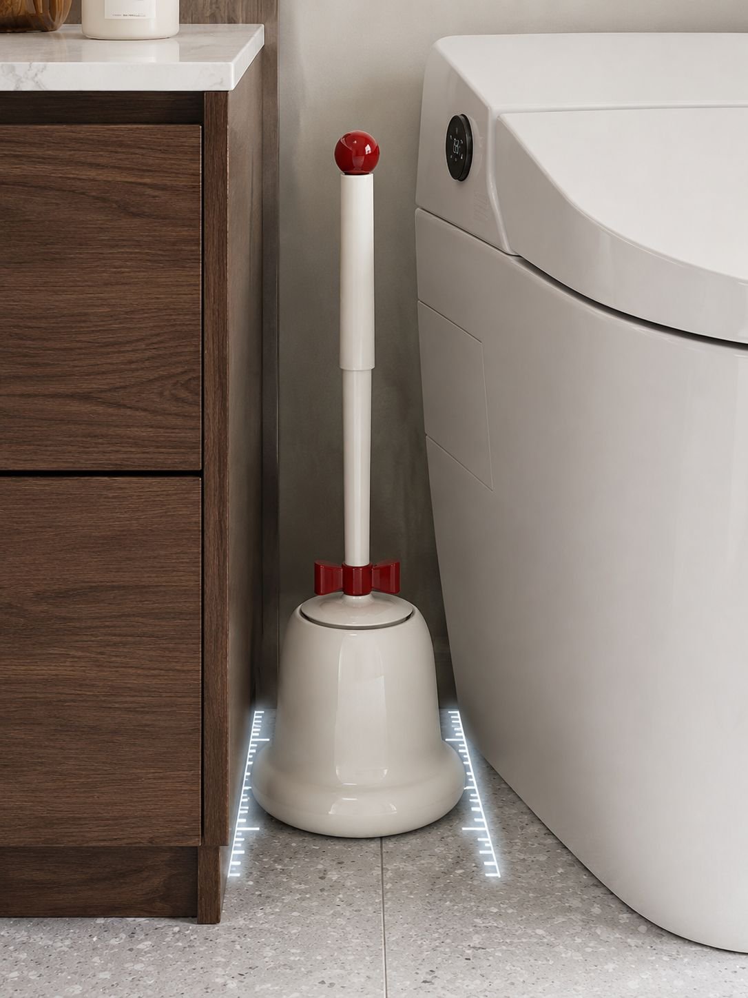 Sturdy floor-standing toilet brush design