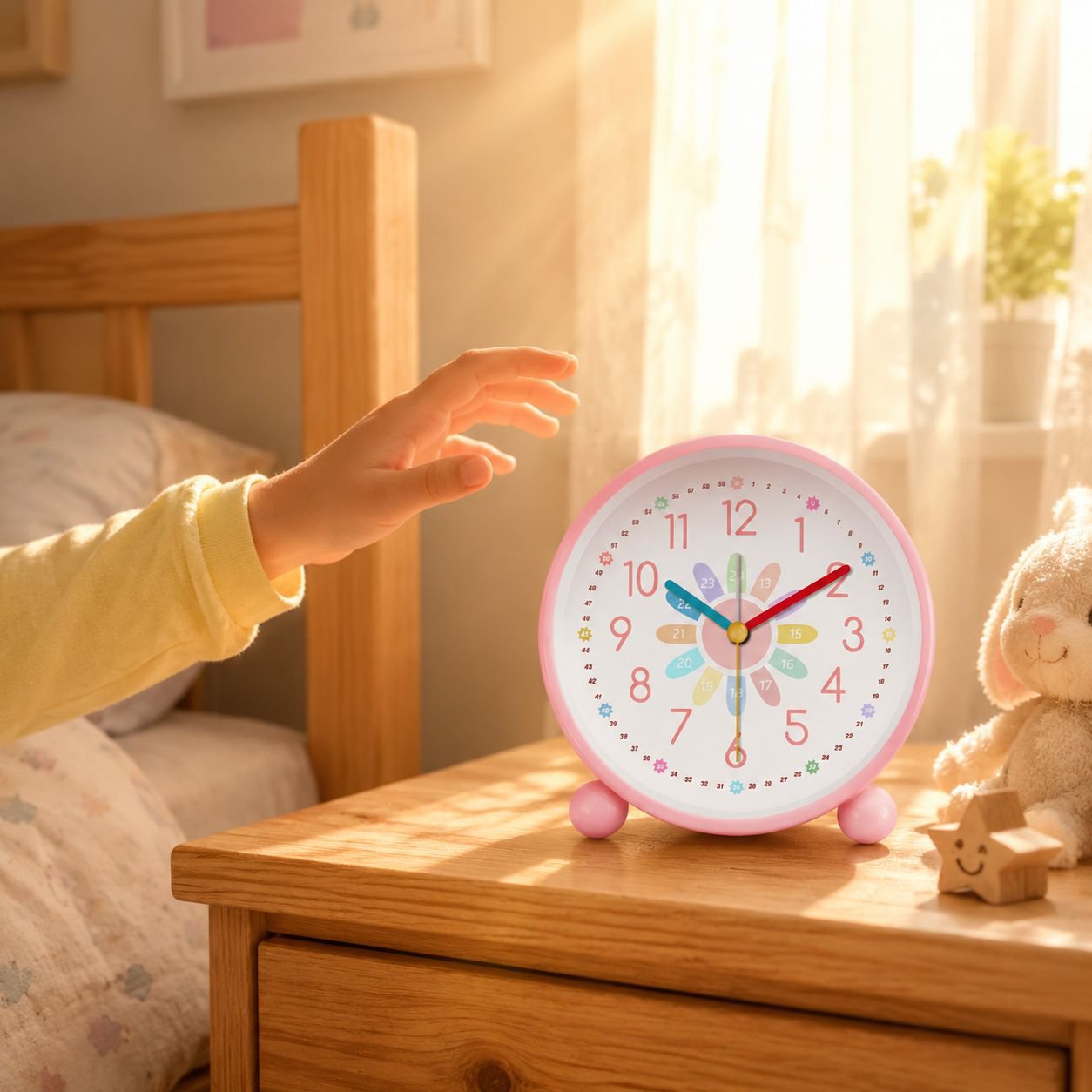 Mini alarm clock for children, early education, cute design, simple cartoon style, perfect for livin