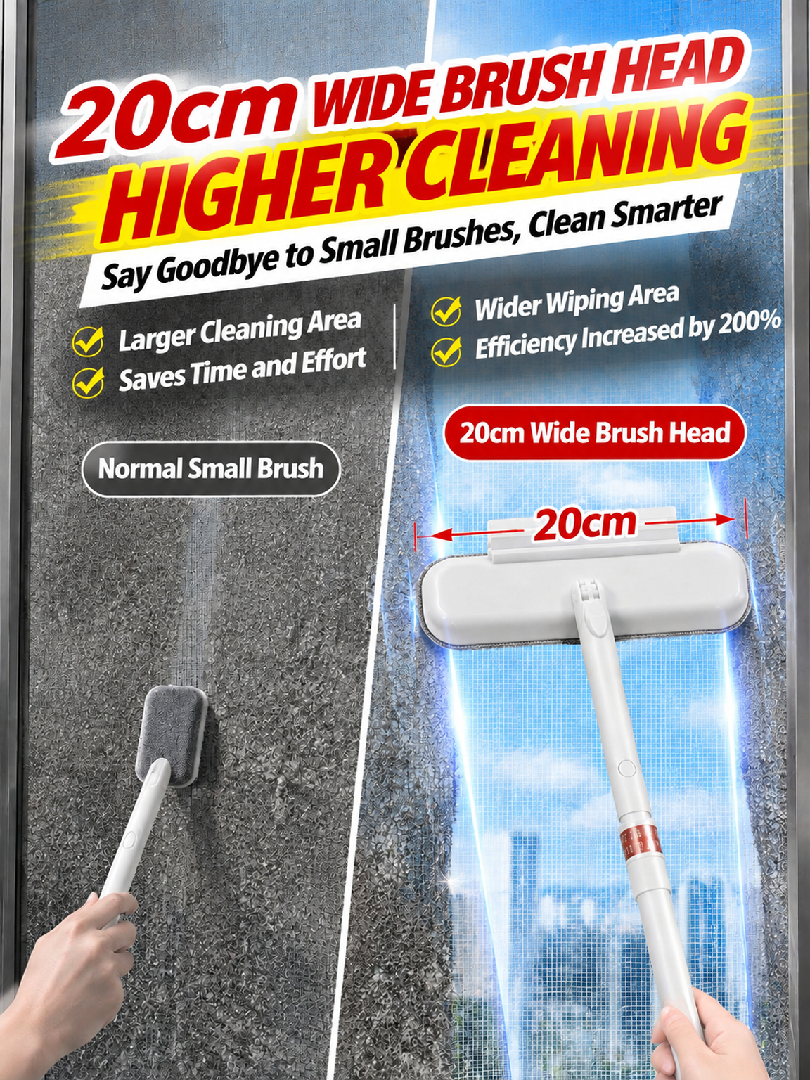 Window screen cleaner reaching into mesh corners