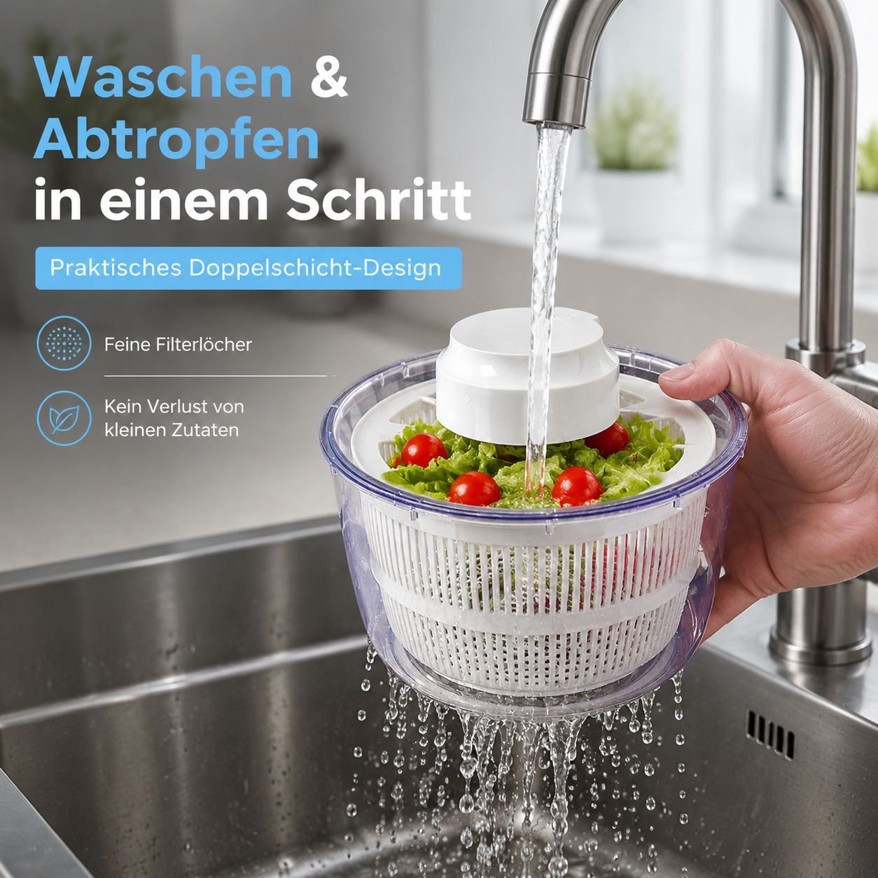 Elektrische Touch-Gemüseschleuder mit großem Volumen und schneller Reinigung