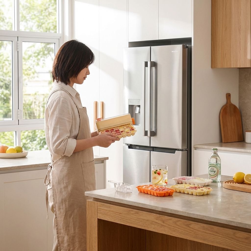 食品グレード 家庭用 プレス式 製氷皿（蓋付き）