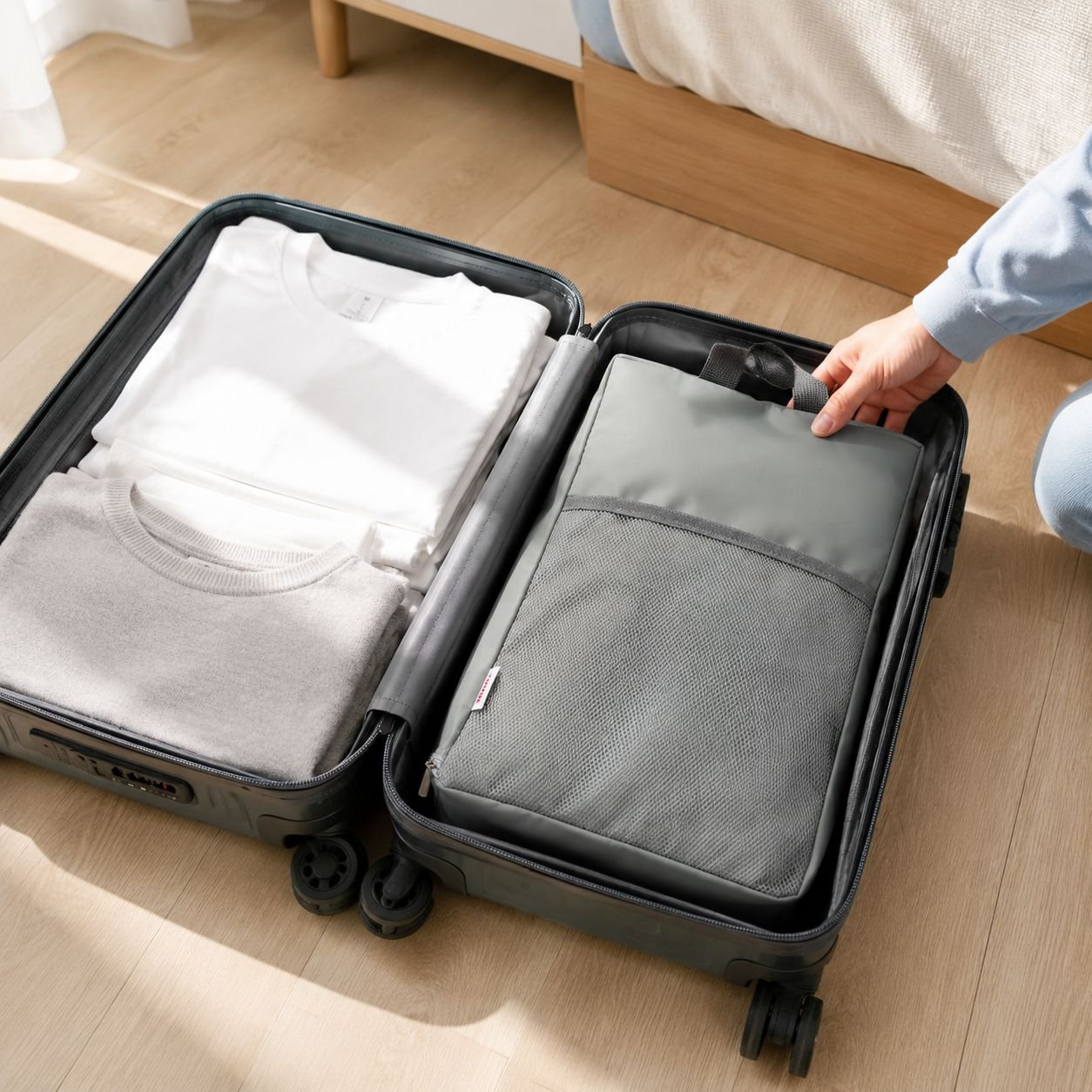 Portable large capacity sports shoe storage bag front view