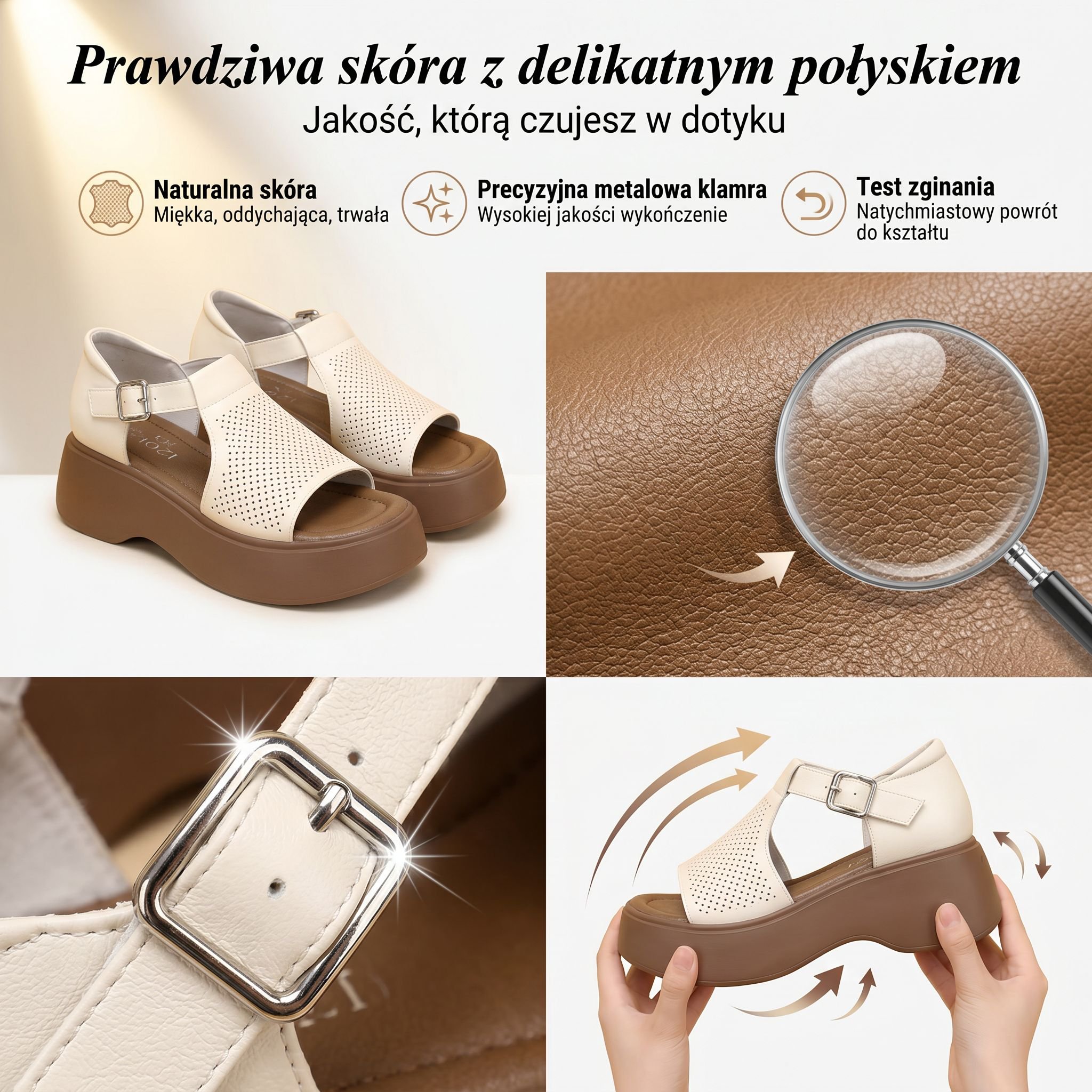  z odkrytymi palcami, wiązane, z klamrą, antypoślizgowe