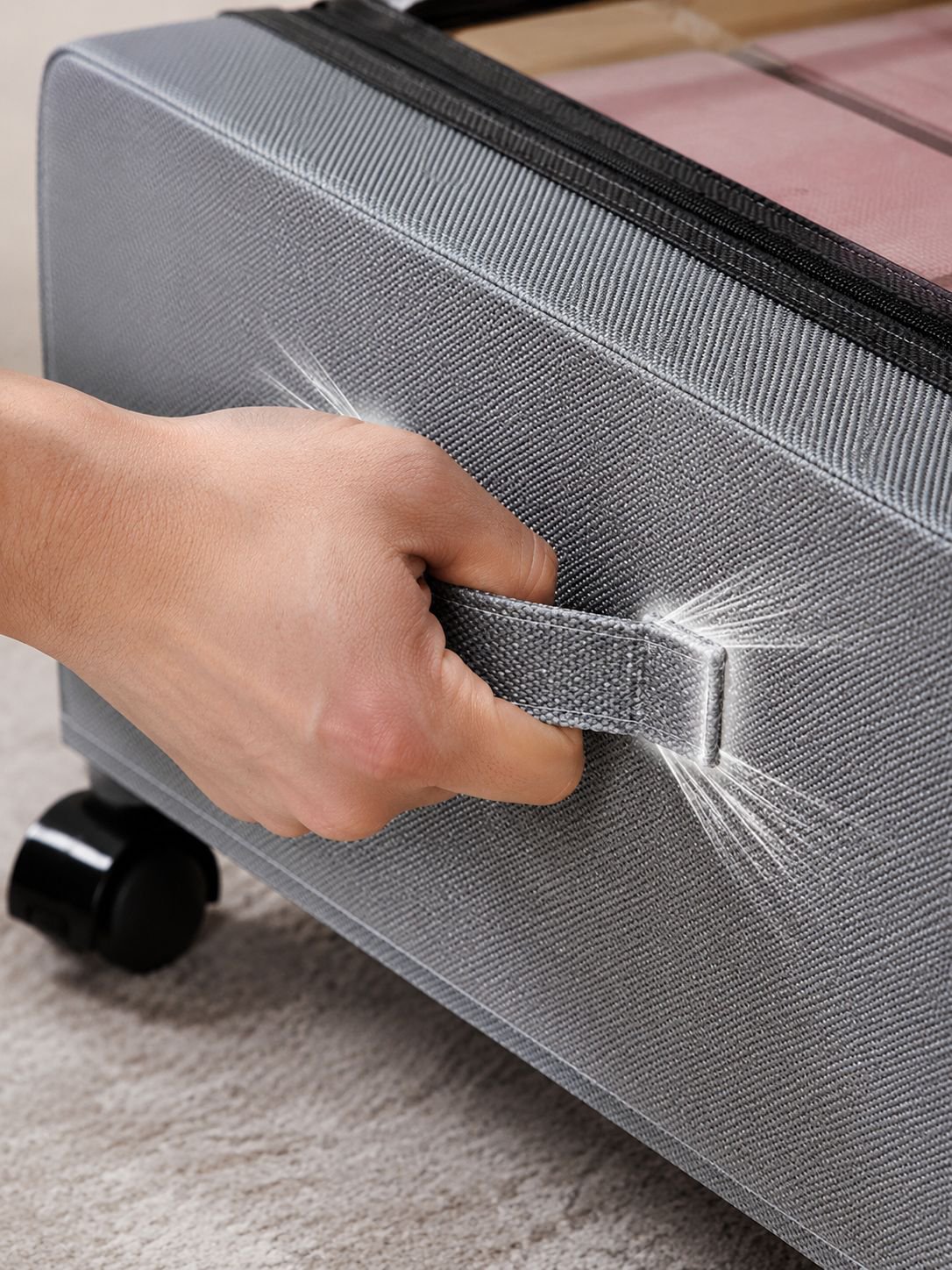 Faltbare Aufbewahrungsbox mit Deckel und Rollen