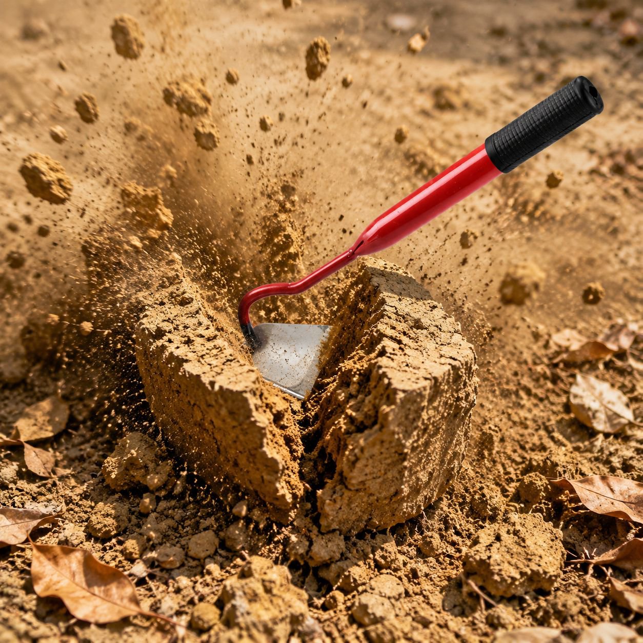 Handliche Blumenpflanz-Hacke im Einsatz