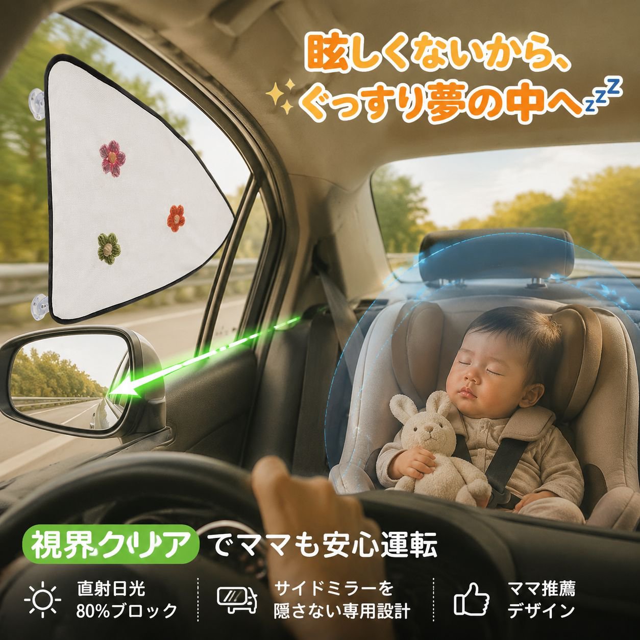 夏季用車遮光カーテン 女性専用日除け断熱ウィンドウカーテン