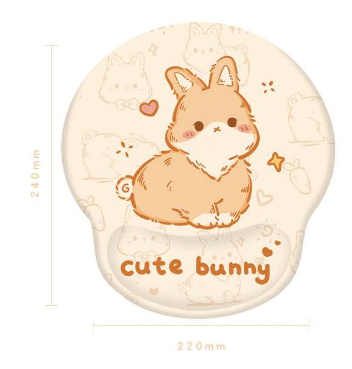 Cute Bunny Mouse Pad with Wrist Rest Cartoon Desk Mat for Girls