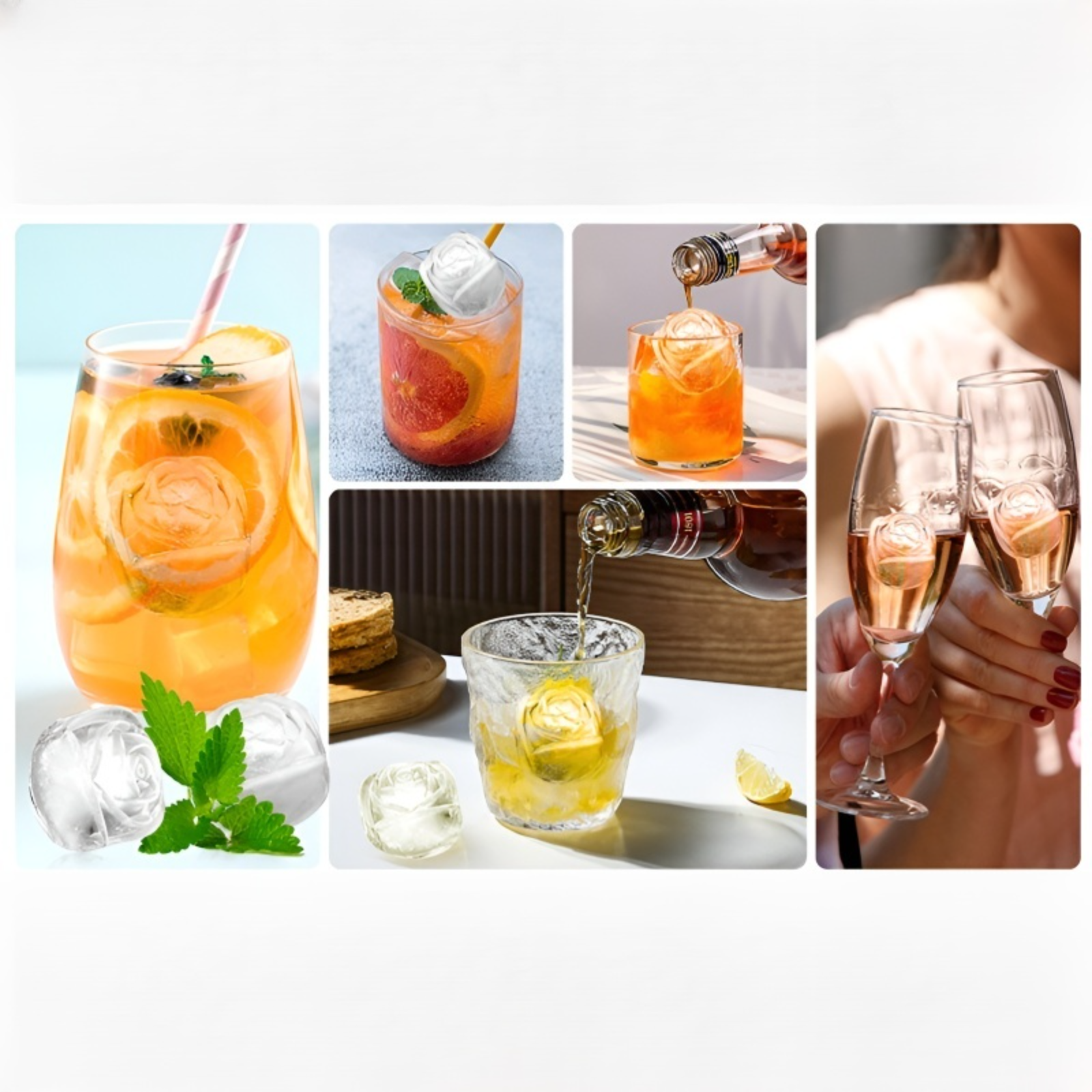 Moule à glaçons en silicone en forme de rose, qualité alimentaire, moule à glace pour whisky