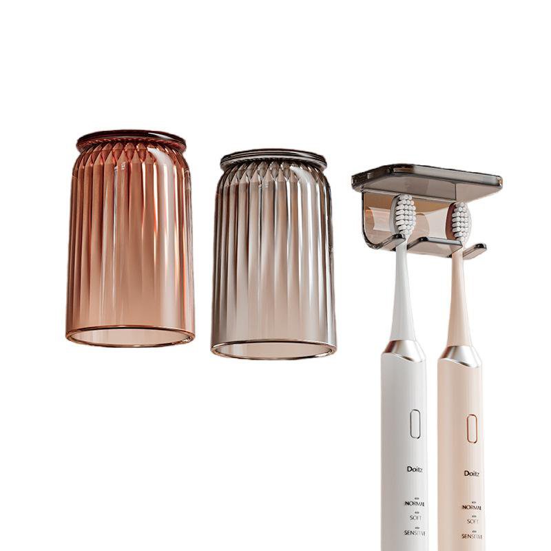 Mirror cabinet magnetic toothbrush holder inverted mouthwash cup family of four wall-mounted punch-f