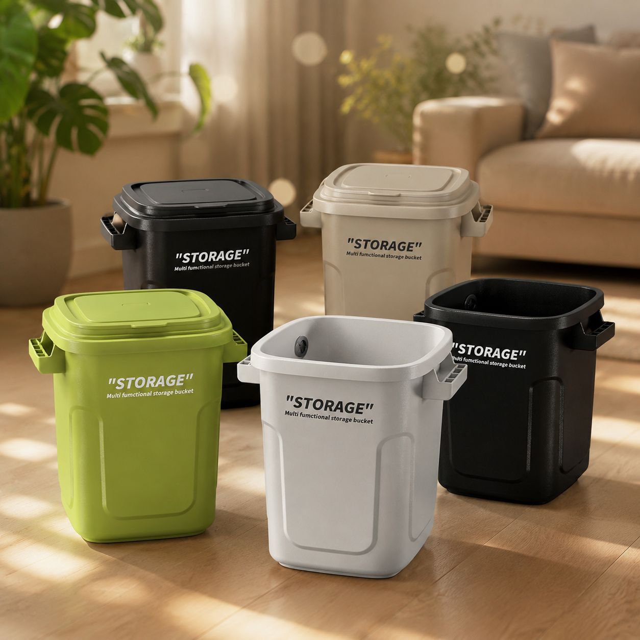 Upgraded Fine Locking Odor-Proof Household Trash Can