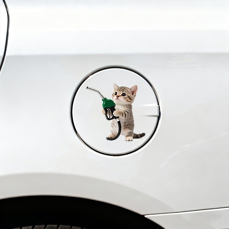 Cute kitten car fuel tank cap sticker, cartoon personalized car window and body waterproof car body 