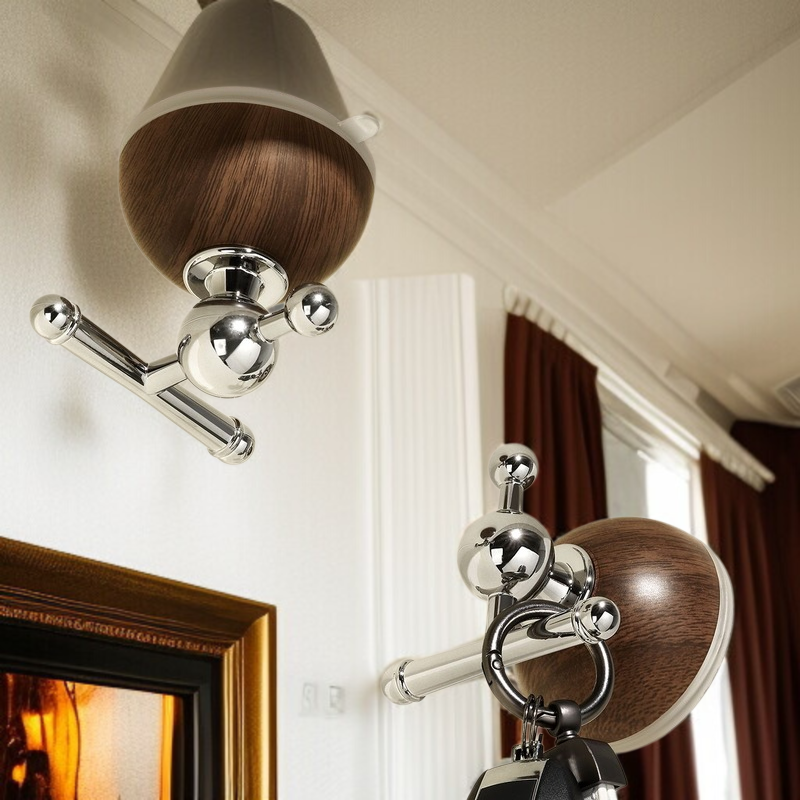 현관 우드 디자인 펀치 프리 흡착판 행거