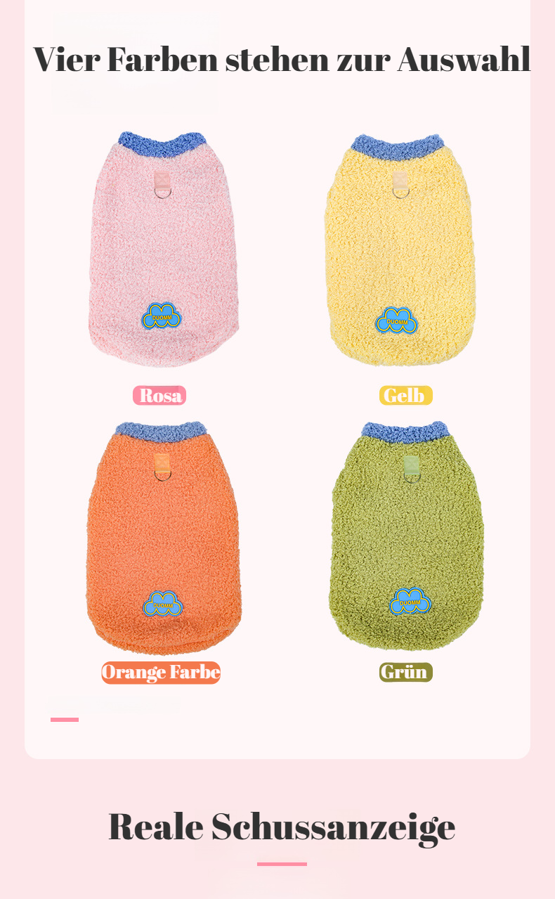 Modische Cloud Velvet Haustierweste für kalte Tage