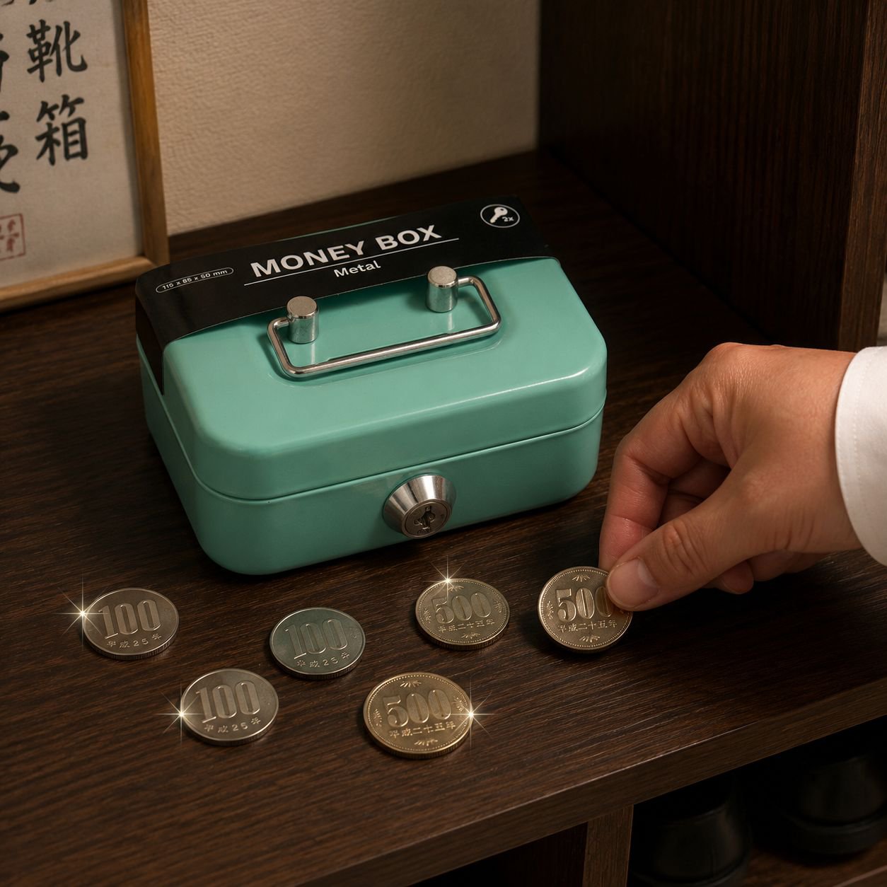 ダイヤルロック付きコイン貯金箱の開閉シーン