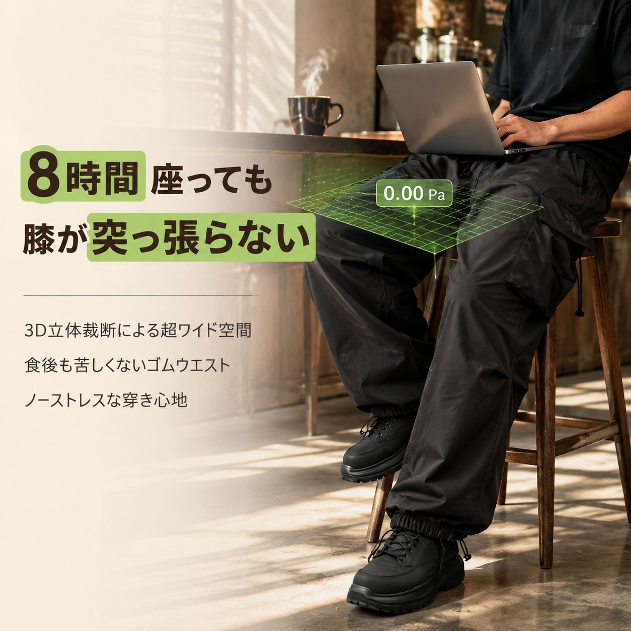 メンズハイウエストゆったり速乾スポーツカーゴパンツ