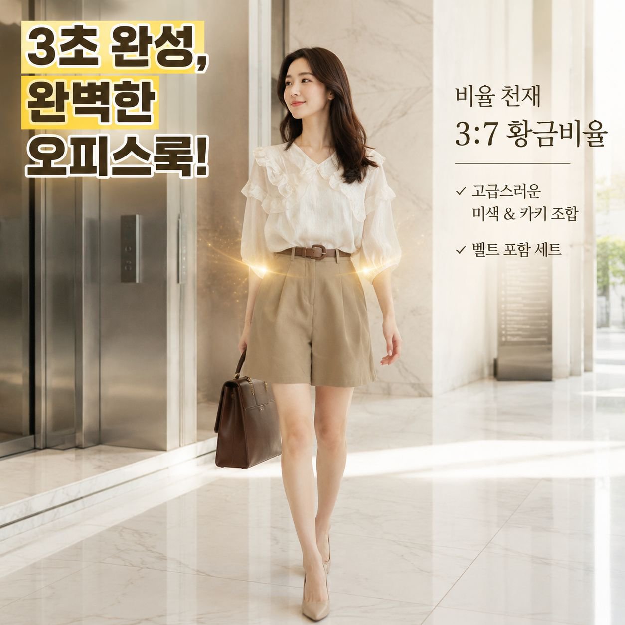 트렌디 목이버섯 와이드 5부 팬츠 투피스 세트