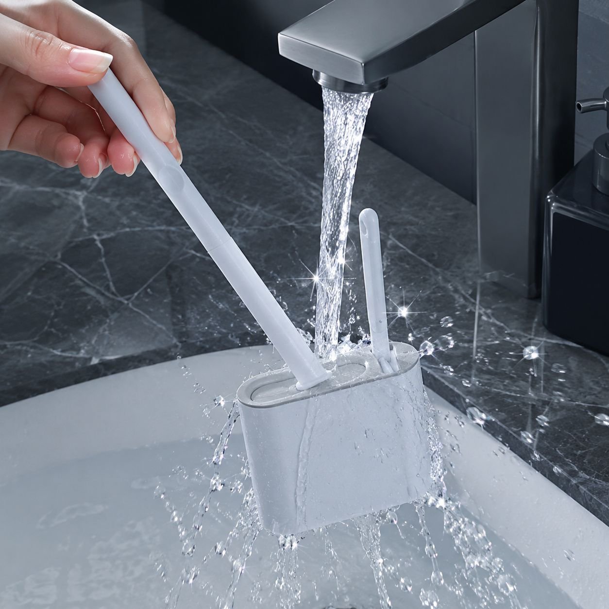 2 Toilet Brushes & 1 Holder Set for Bathroom, Wall Mounted, Flexible Brush Head
