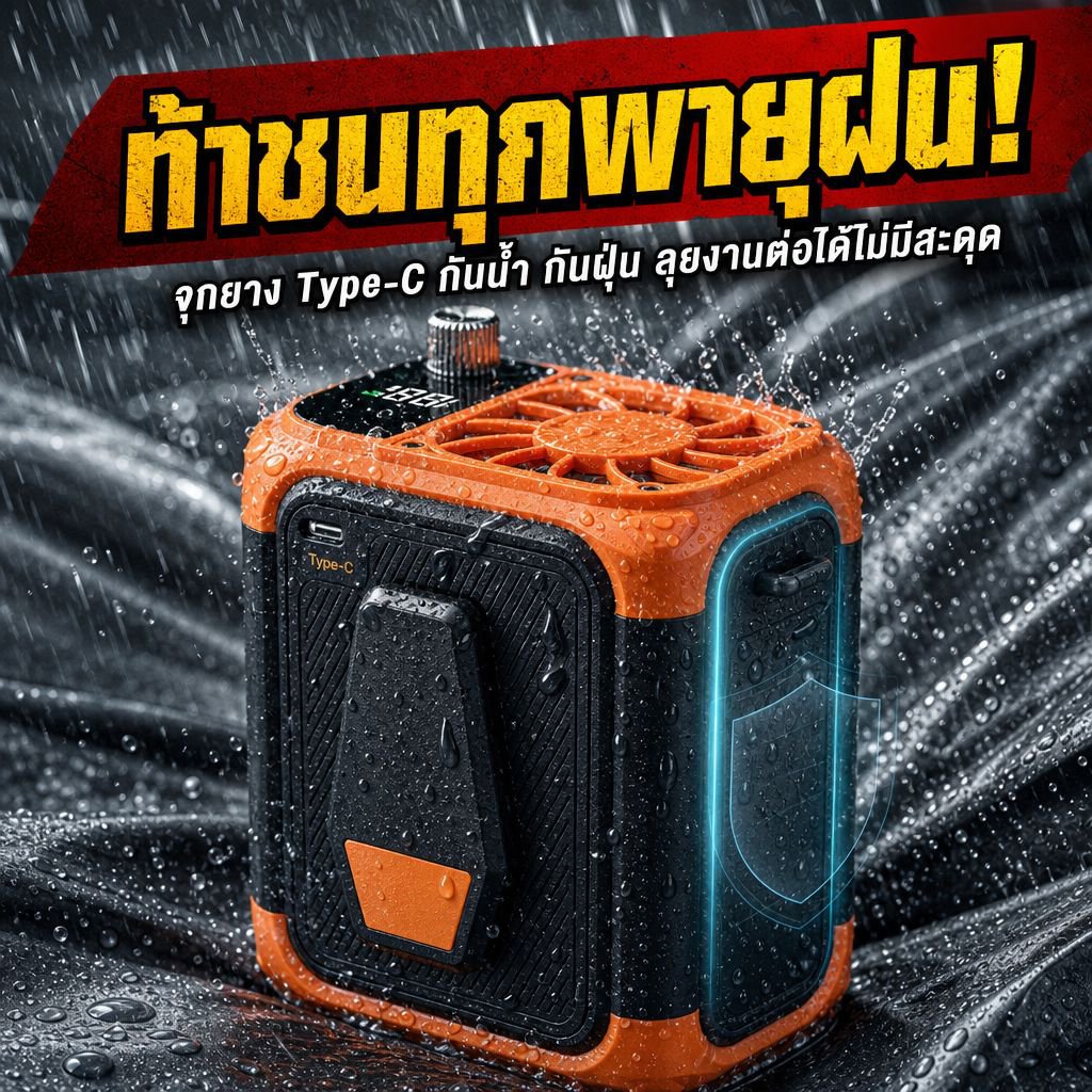 พัดลมพกพาติดเอวสำหรับไซต์งาน ลมแรง เย็นสบายกลางแจ้ง