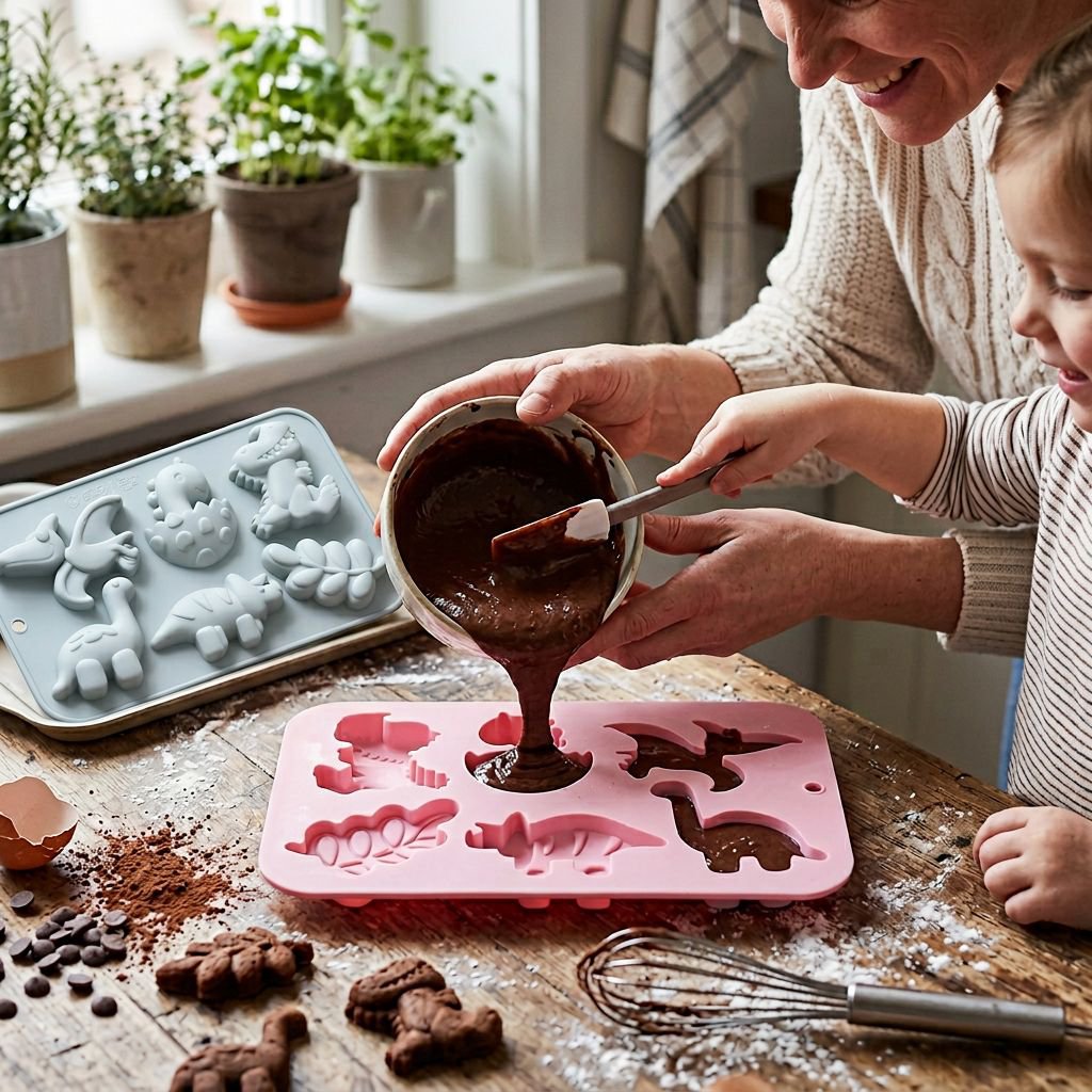 6-piece dinosaur leaf-shaped silicone candy mold