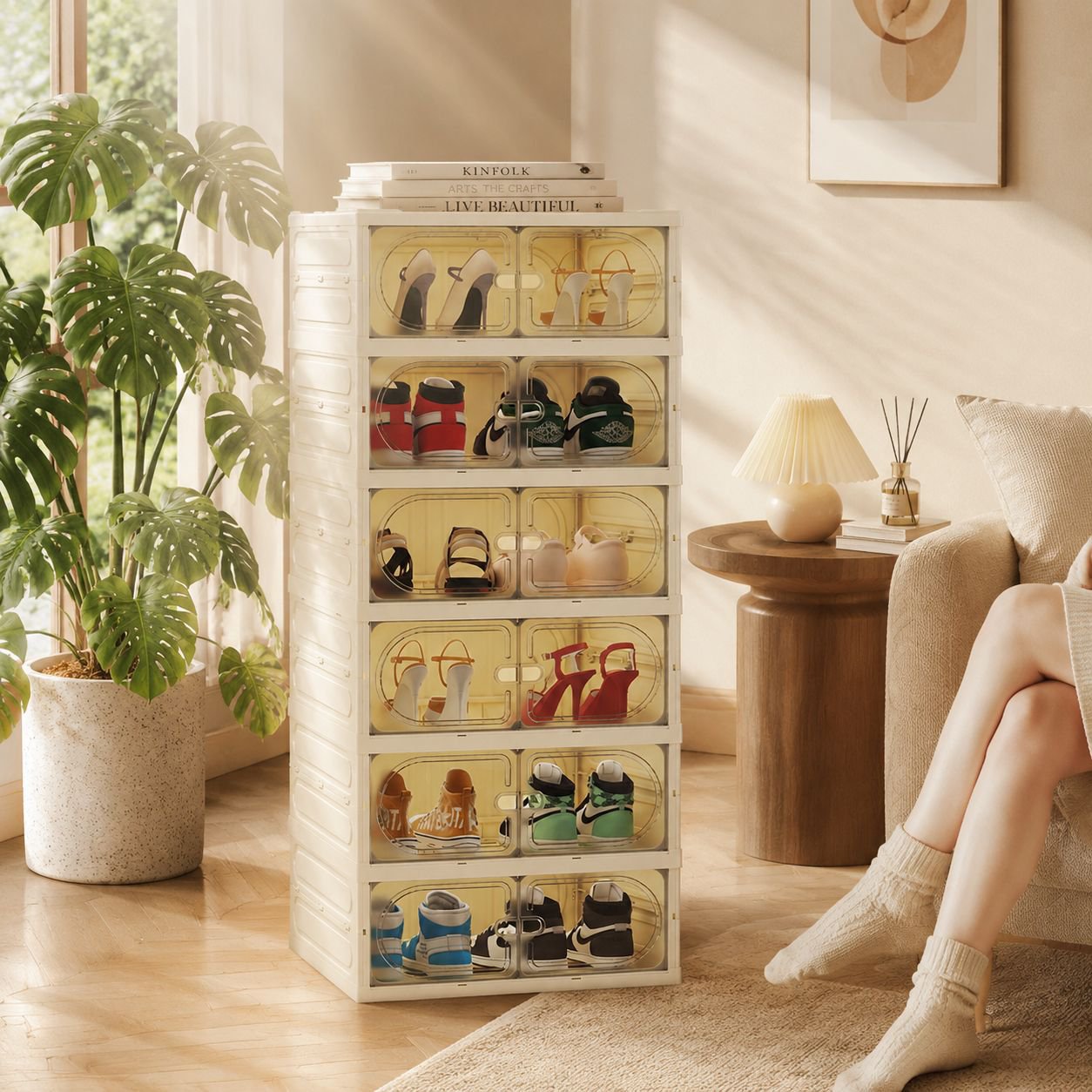 Stilvoller Schuhschrank mit viel Stauraum