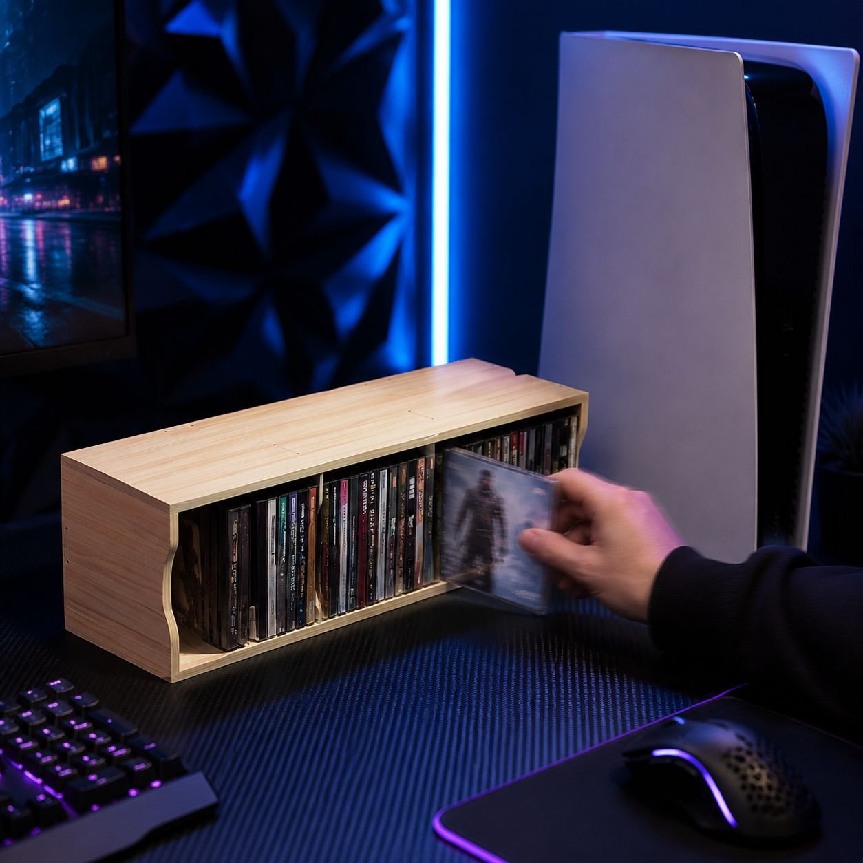 Spacious DVD organizer with multiple shelves
