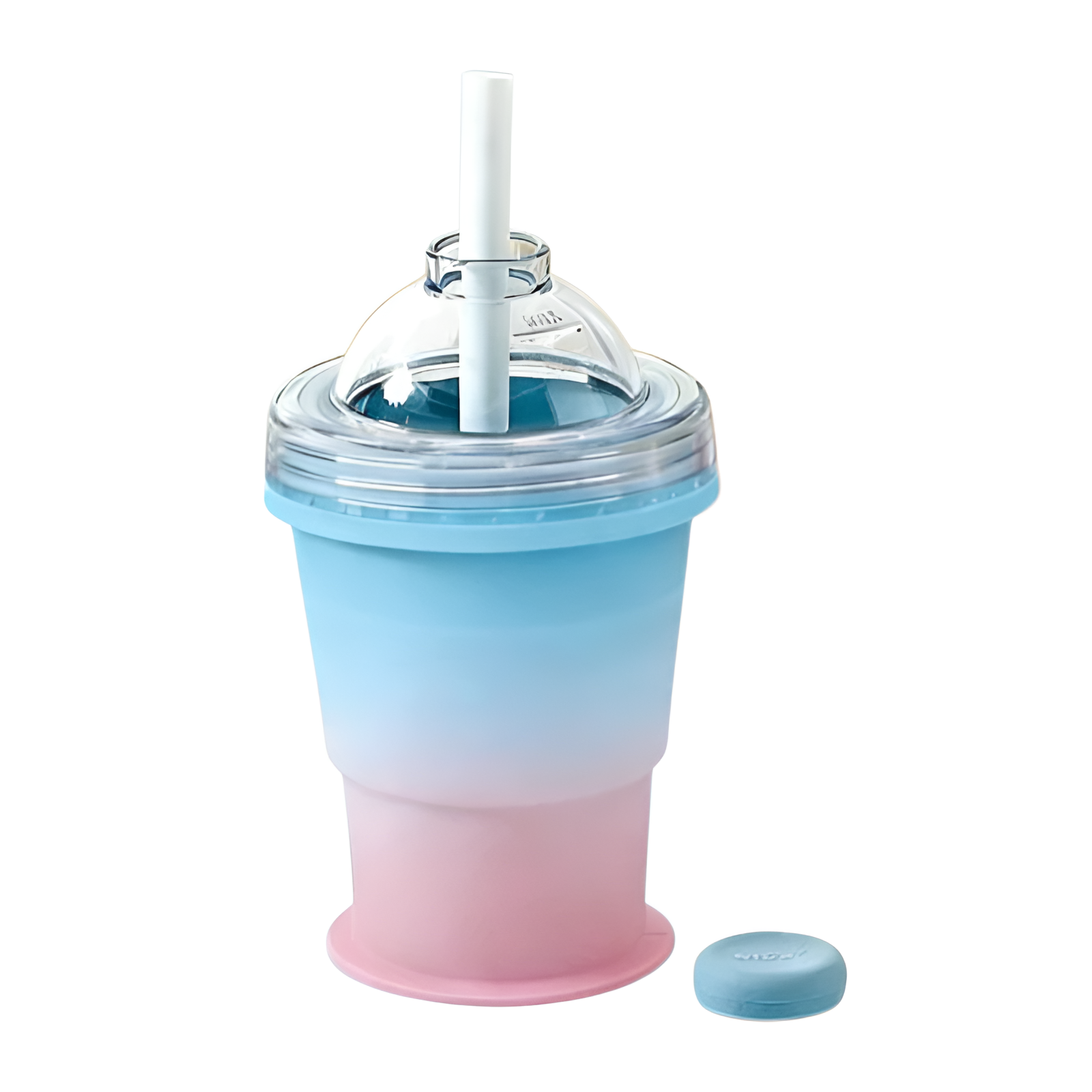 便攜摺疊冰球杯 自帶吸管 矽膠食品級製冰杯