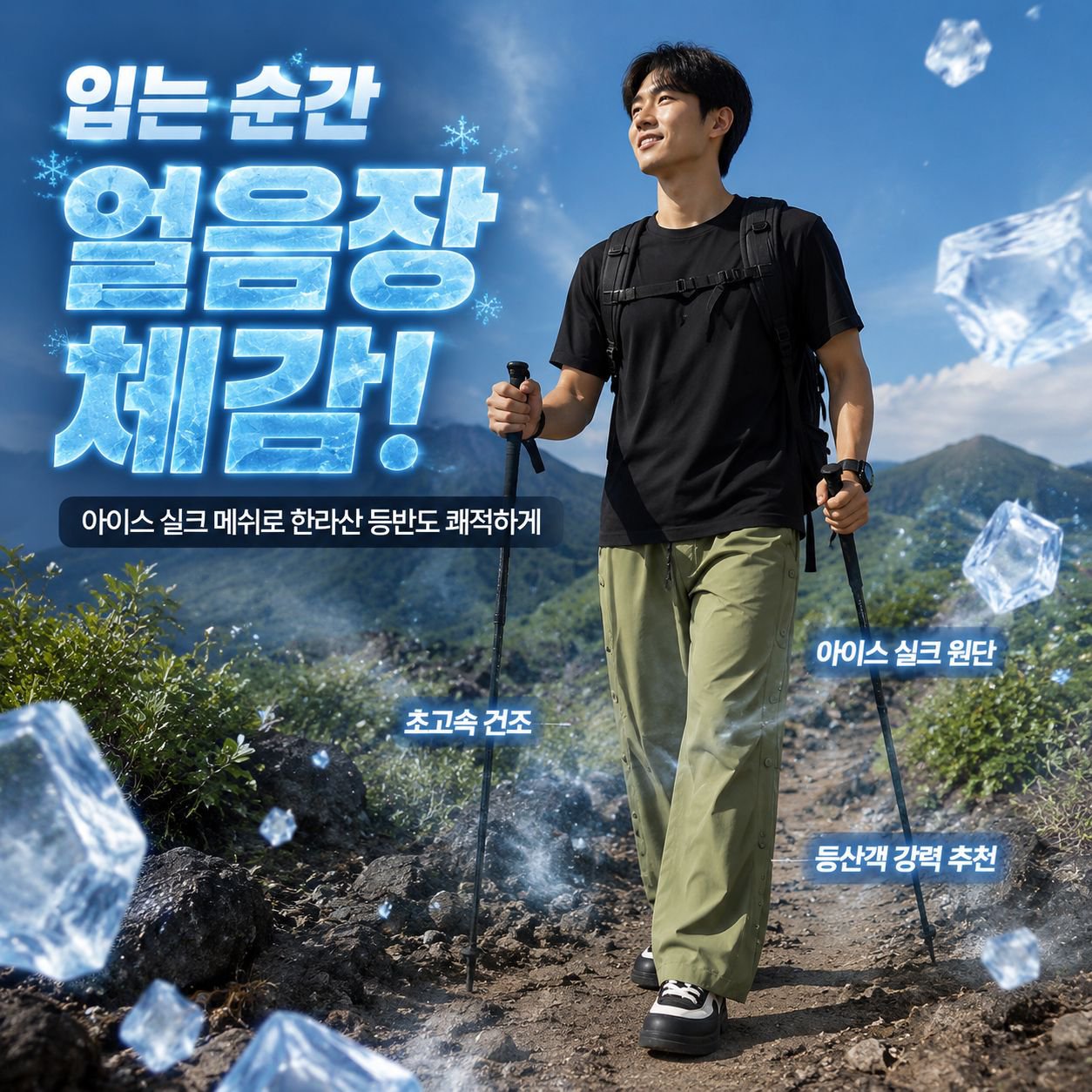 군녹색 남성용 여름 아웃도어 아이스 메쉬 카고 팬츠